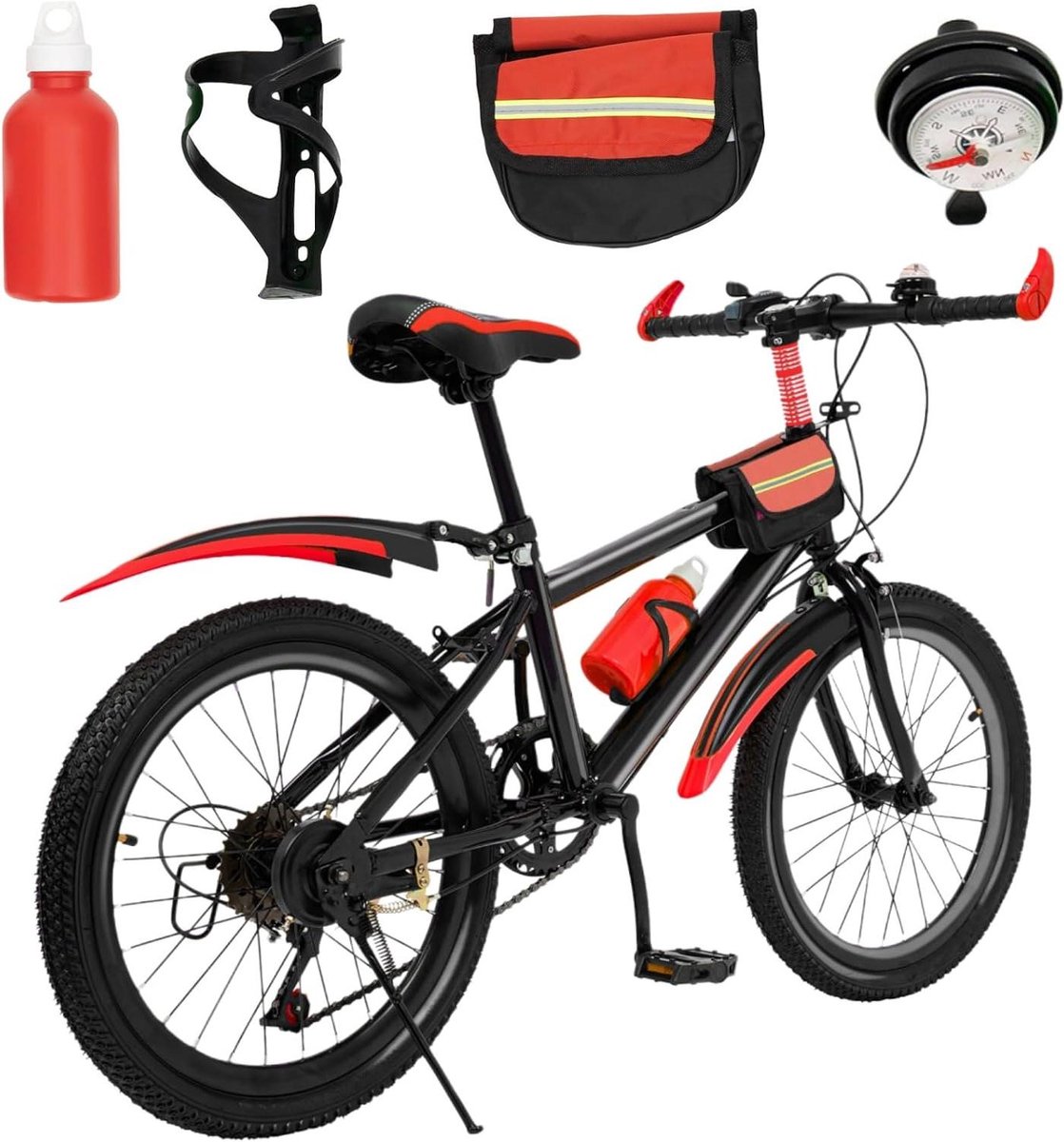 Kinder Mountainbike - Jongensfiets Meisjesfiets - Buiten Spelen - 7 Versnellingen - 20 inch - Rood
