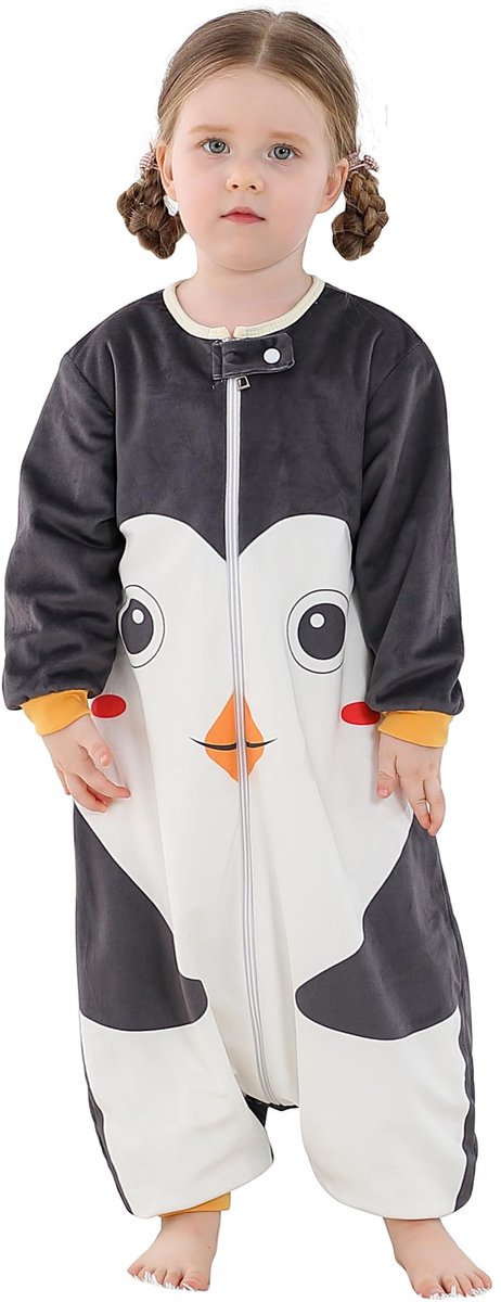SnelShoppen - Baby Slaapzak Met Voeten Slaapzak Met Lange Mouwen Voor Jongens En Meisjes 1-3 Jaar Pinguïn Slaapzak Met Benen Ideaal Voor Slapen En Spe