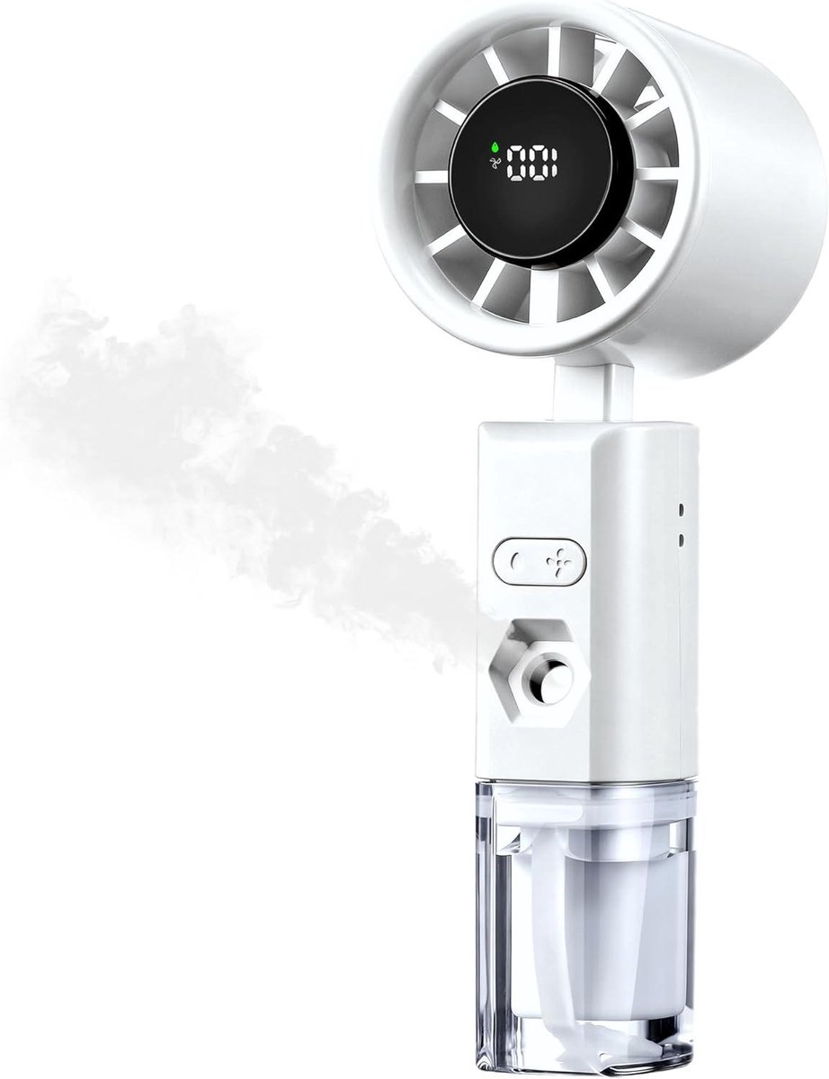 Draagbare Handventilator - Mini Ventilator USB - Koelte Buiten - Met Waternevelspray - 6.3 inch - Wit