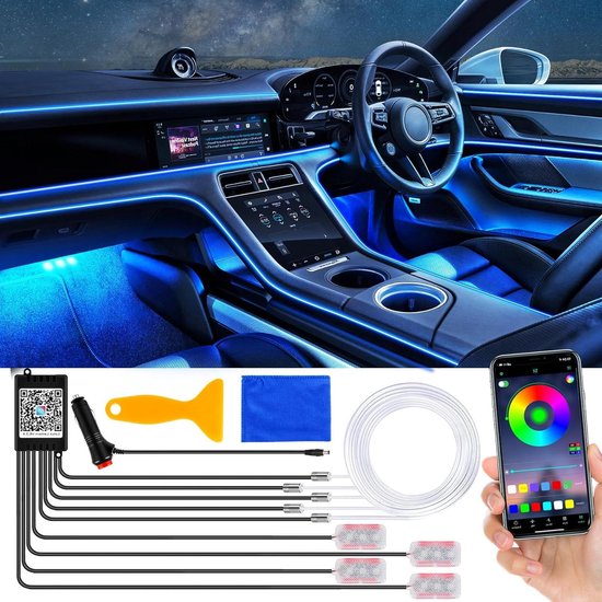 Auto LED Strip - Interieurverlichting Sfeerverlichting - Auto Decoratie - App Bediening Muziek Sync - 65 meter - RGB