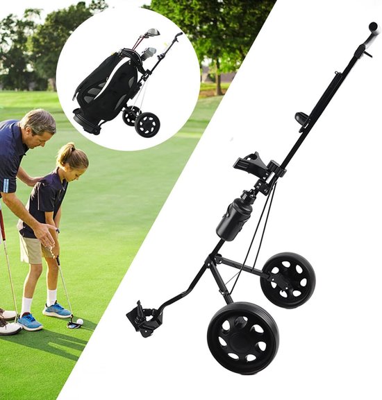 Opvouwbare Golftrolley - Golfkar Lichtgewicht - Golfbaan Gebruik - Afneembare Wielen - ca. 40 kg belasting - Zwart — afbeelding 5