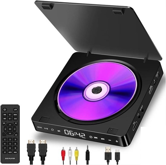 Draagbare dvd-speler - Home Mini HD - Films Kijken - Aansluitbaar op TV - 800 Gram - Zwart — afbeelding 4