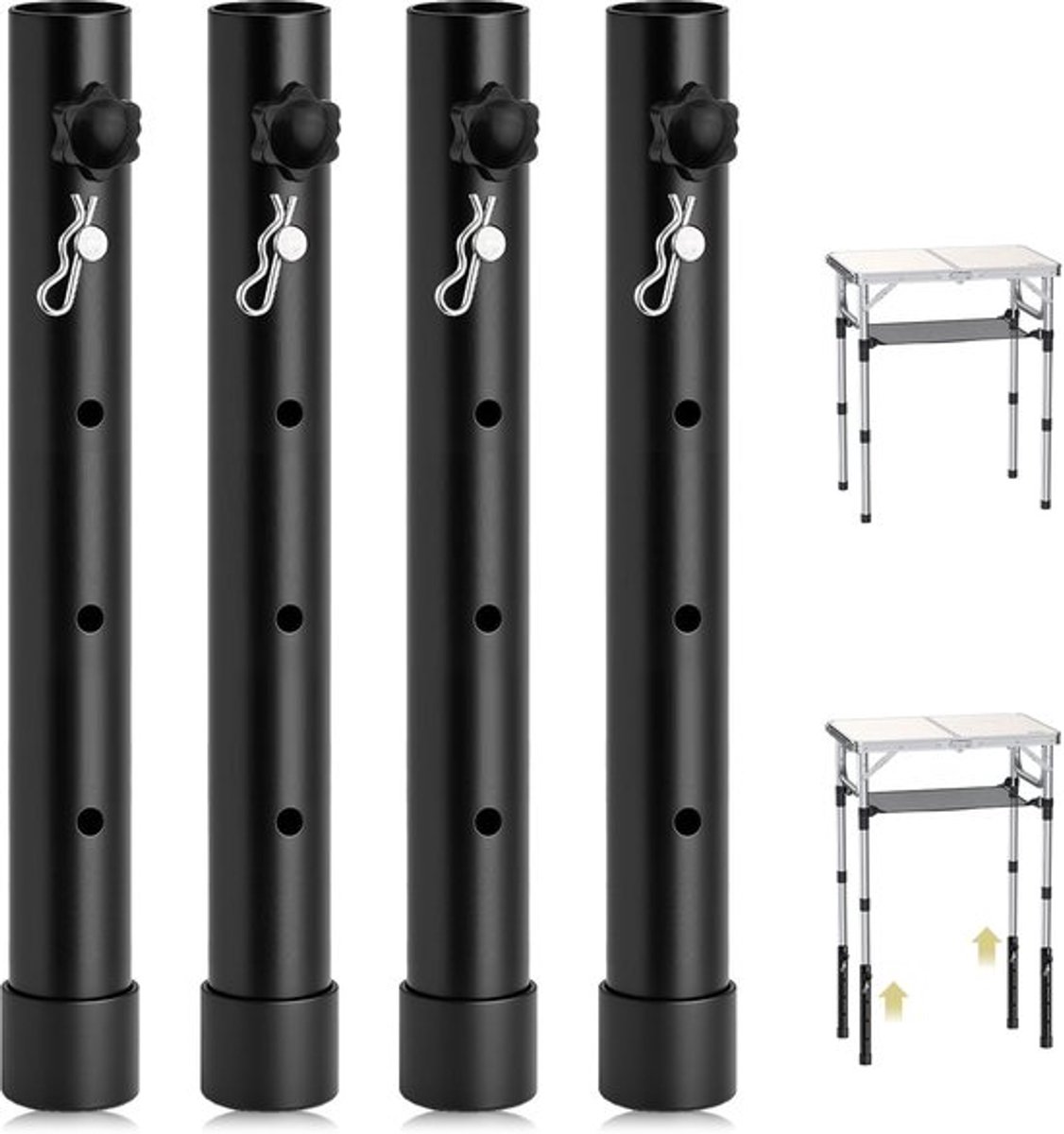 Tafelpootverlengers 4 stuks - Verstelbare hoogte tot 33,2 cm - Zware stalen meubelverhogers - Antislip rubberen pootafdekkingen - Draagvermogen 200 kg - Ultra duurzaam materiaal - Tafelverhogers