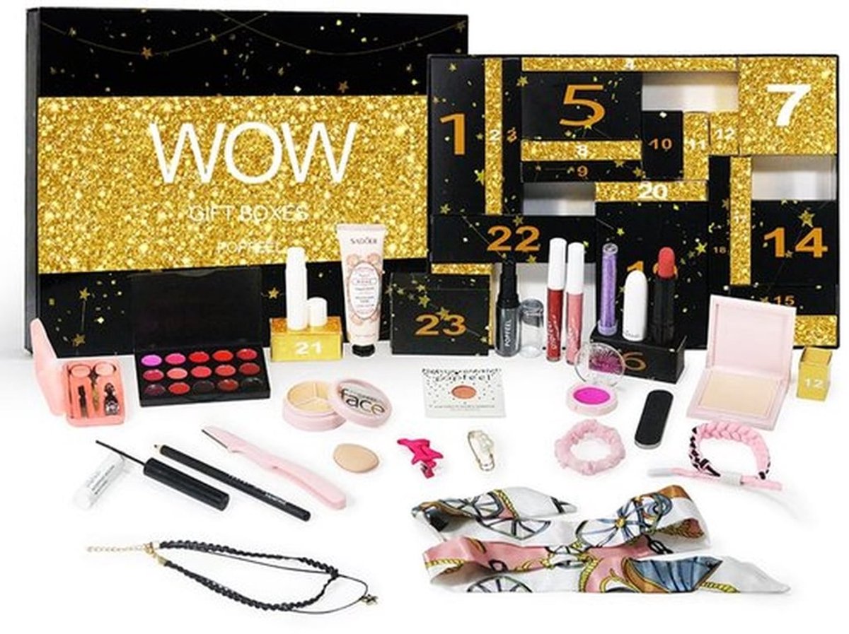 Makeup Adventskalender 2025, Kerstmis 24 dagen aftelkalender Make-up cadeauset, Kerstmis individuele geschenkdoos Kalender voor vrouwen Complete set (B)