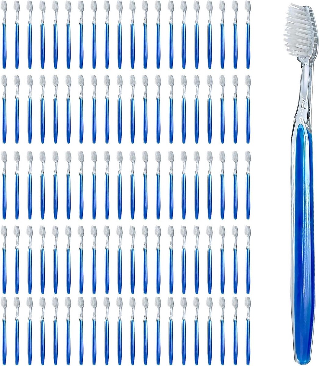 Tandenborstels - Handtandenborstel Reistandenborstel - Mondhygiëne Onderhouden - Afzonderlijk Verpakt - 100 stuks - Blauw
