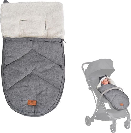 Kinderwagen Voetenzak - Wandelwagenzak Baby - Warm Houden - Zachte Binnenvoering - 80 x 40 cm - Grijs — afbeelding 2