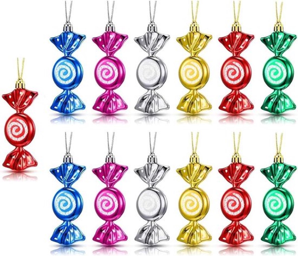 Kerstboom Hangers 12 Stuks - Kerstboomversiering Ornamenten - Kunststof Kerstboomhangers - Kerstdecoratie - Diverse Kleuren