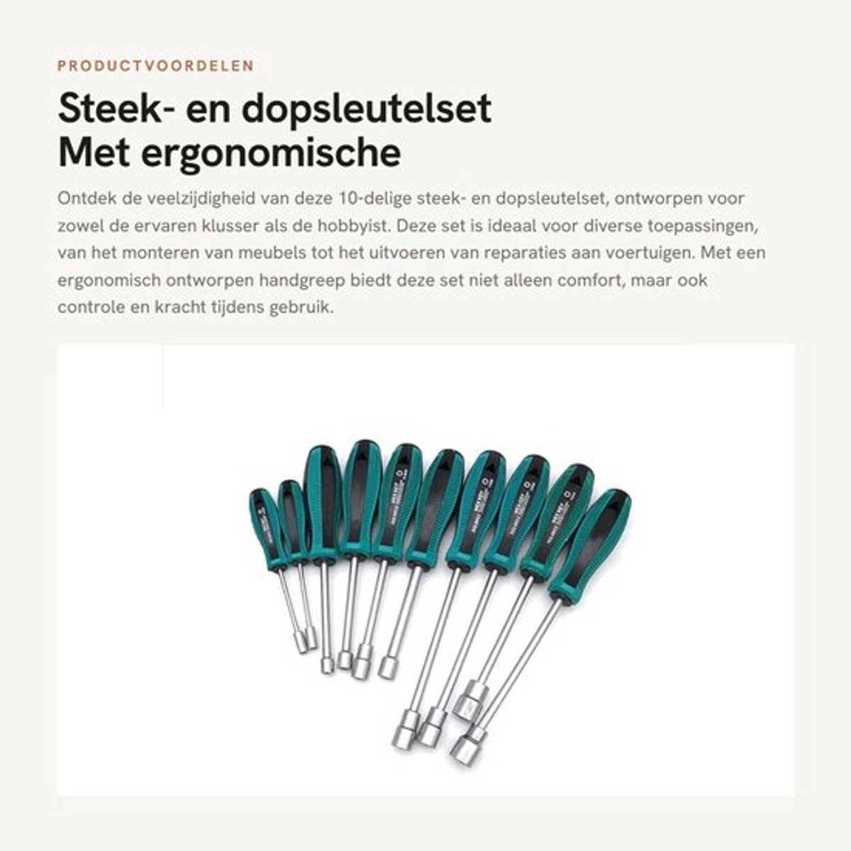 Steeksleutelset 10-delig - Ergonomisch Handvat - Hoogwaardige Chroom Vanadium Staal - Geschikt voor 3-9 mm - Corrosiebestendig - Voor Algemeen Onderhoud - Dopsleutel