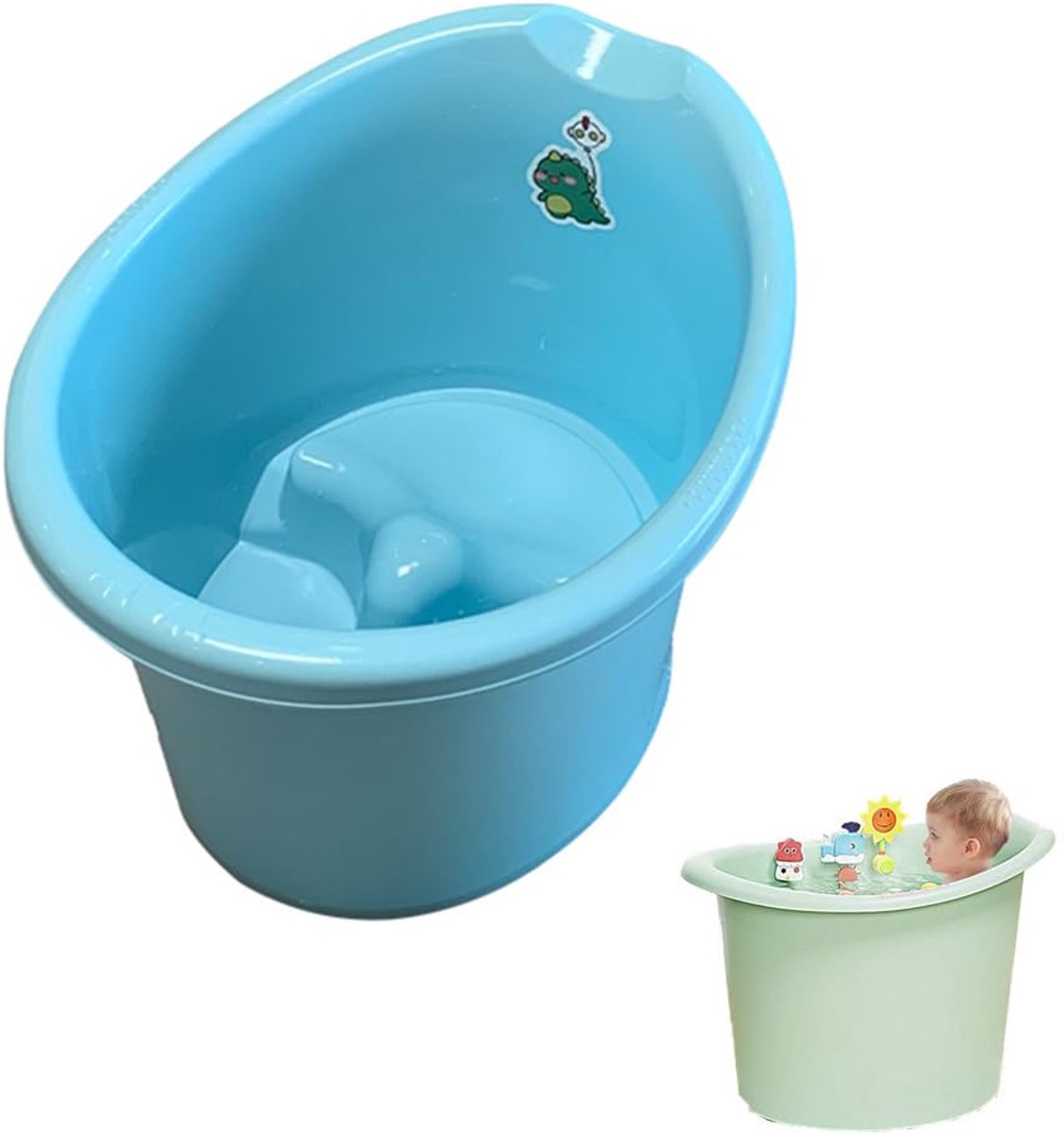 SnelShoppen - Peuterbad met Kruk voor Kinderen 0-7 Jaar - Blauw - Ideaal Babybad voor Thuis, Tuin en Kampeerplezier - Ruim en Veilig Bad voor Grotere