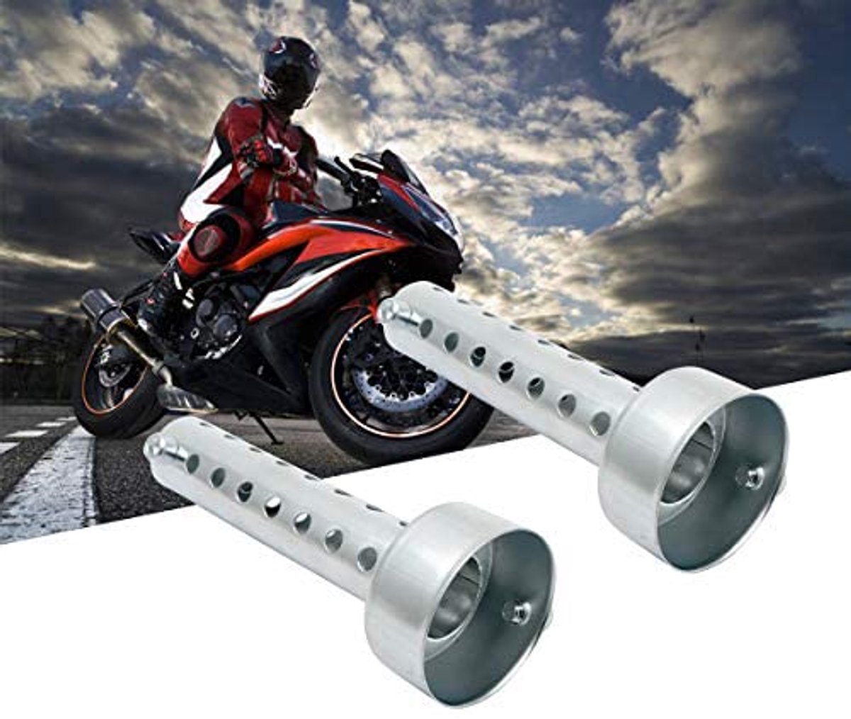 2 stuks motordemper set - DB Killer uitlaatpijpdeflector 48 mm - zilver