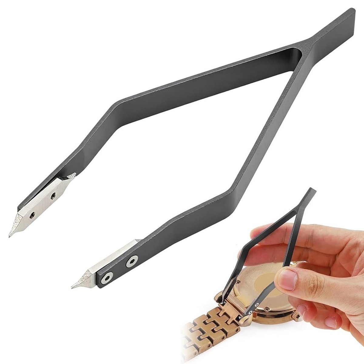 Dailygoods- Veertang V-vormig ontwerp - Horlogereparatiegereedschap - Gereedschap voor horlogebandjes - Hoogwaardig metaal - Lichtgewicht en praktisch - Betrouwbaar voor horloges - Horlogetang
