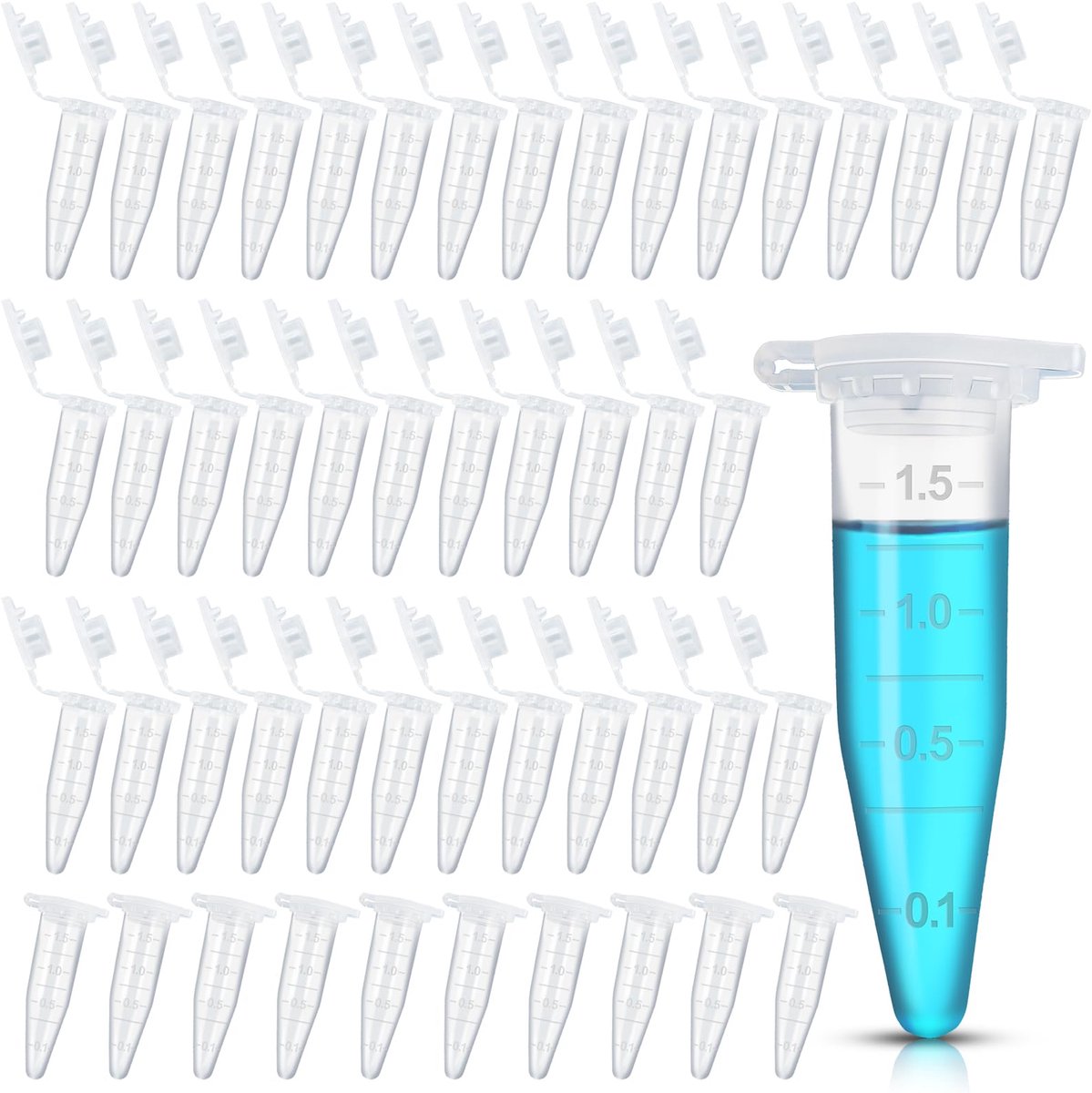 Dailygoods- Proefbuisjes 50 stuks - Centrifugebuisjes - Reactievaten - Eppendorf-buisjes - Microcentrifugebuisjes 1,5 ml - Kunststof voor laboratoriumgebruik - Centrifugebuis