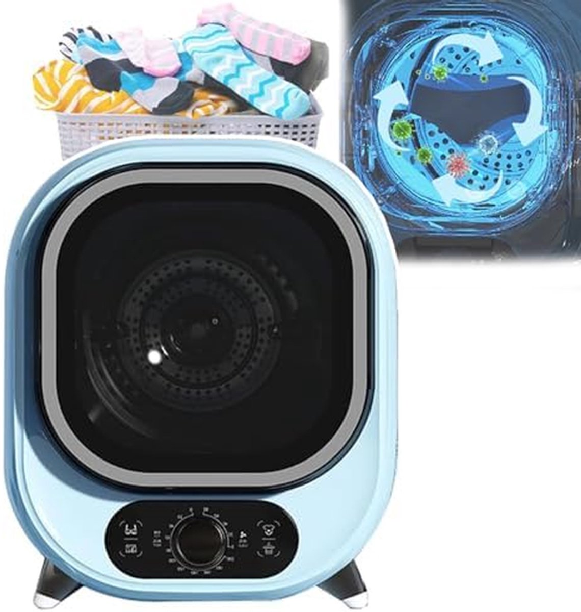 Mini Wasdroger Tafeldroger Condensdroger Kleding Drogen 360 Graden Blauw Licht 18 Liter Blauw
