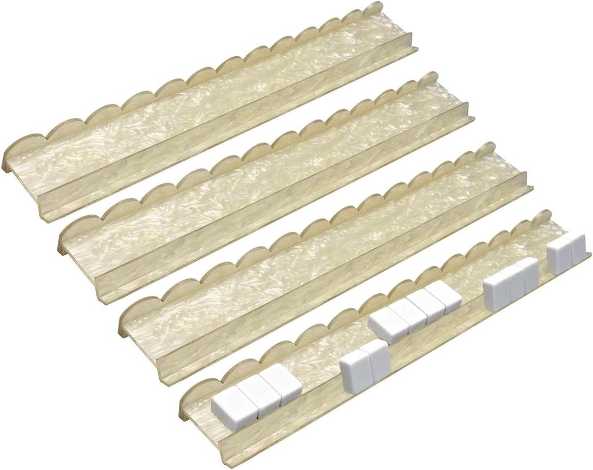 Mahjong Tegelrekken - Mahjong Tegelhouder - Mahjong Spelen - Uniek Schelpdesign - 54 x 16 x 4 cm - Wit