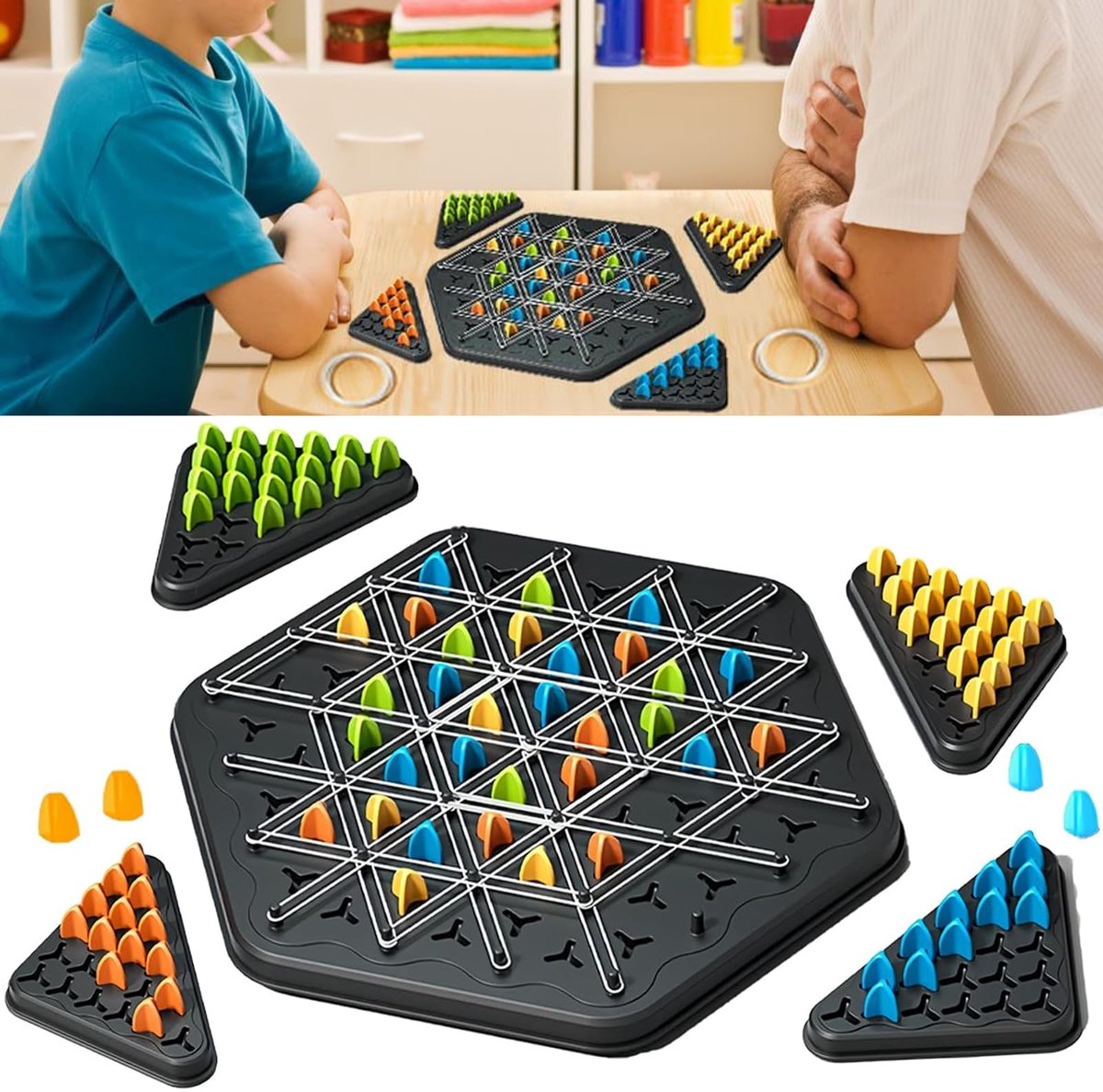 Dailygoods - Triggle Spel - Strategisch Driehoeks Bordspel voor 2 tot 4 Spelers
