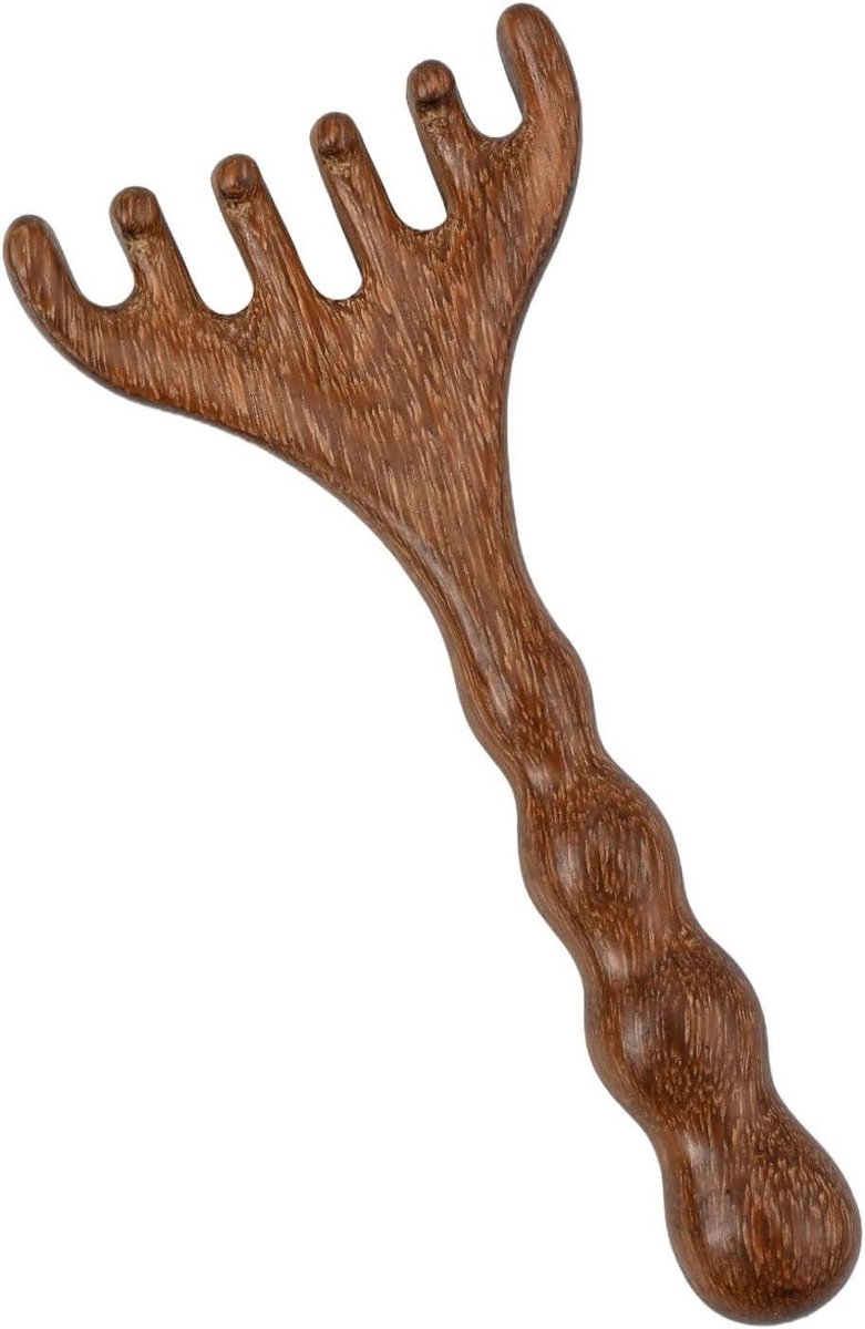 Sandelhout Massagekam - Hoofdmassage Kam - Hoofdhuid Stimuleren - Vijf-klauw Ontwerp - 14 x 7 x 1 cm - Geel
