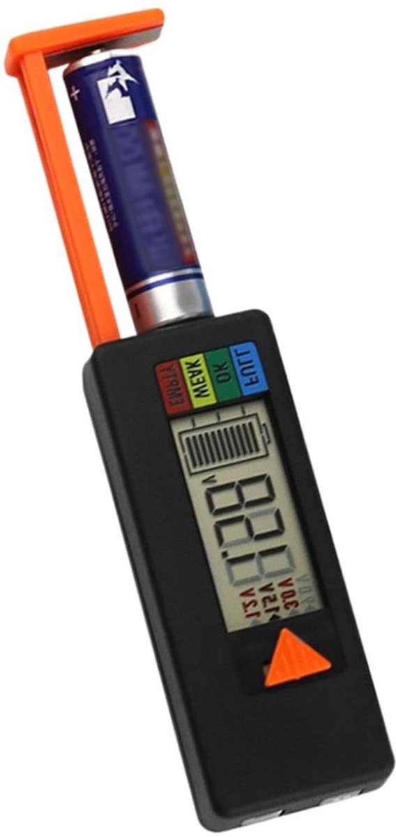 Batterijtester LCD - Niveau Monitor - Batterijen Controleren - Universeel Meetbereik - Compact Formaat - Zwart Zilver