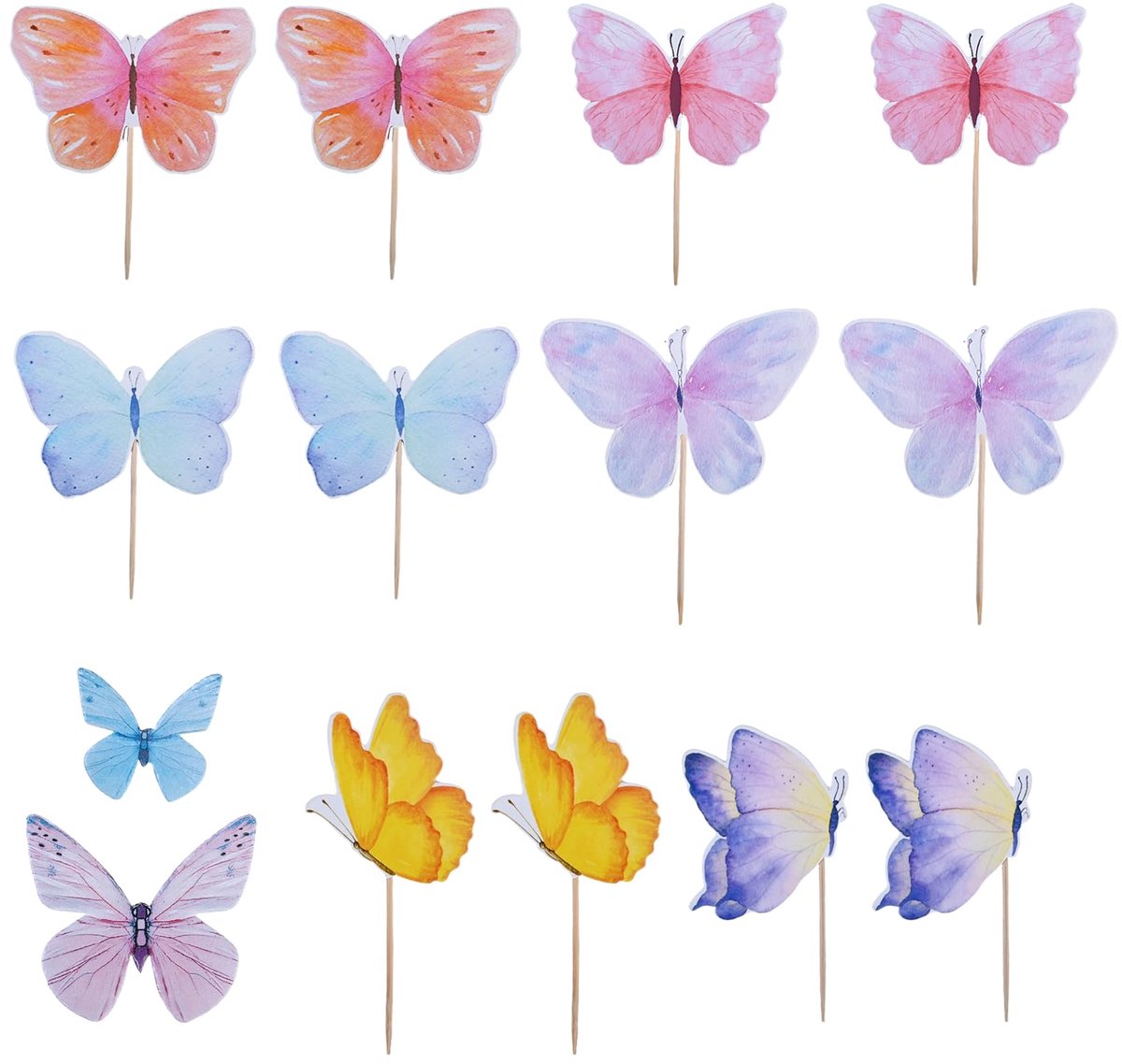 Dailygoods - 84 Stuks Vlindertaartdecoraties - Eetbare en Papieren Taarttoppers