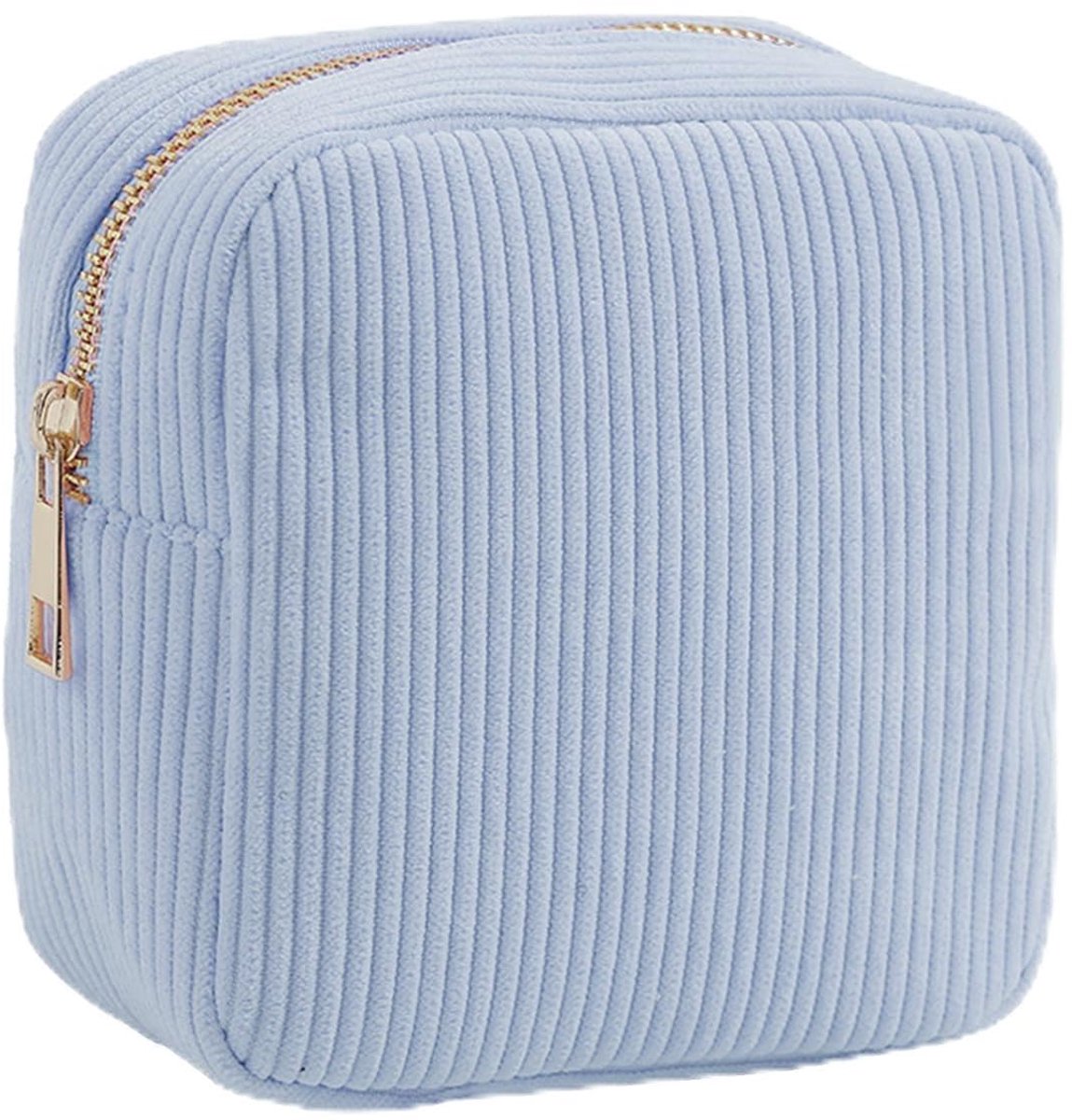 Dailygoods - Kleine Make-uptas voor Dames - Reisbenodigdheden in Witte Corduroy, Compact