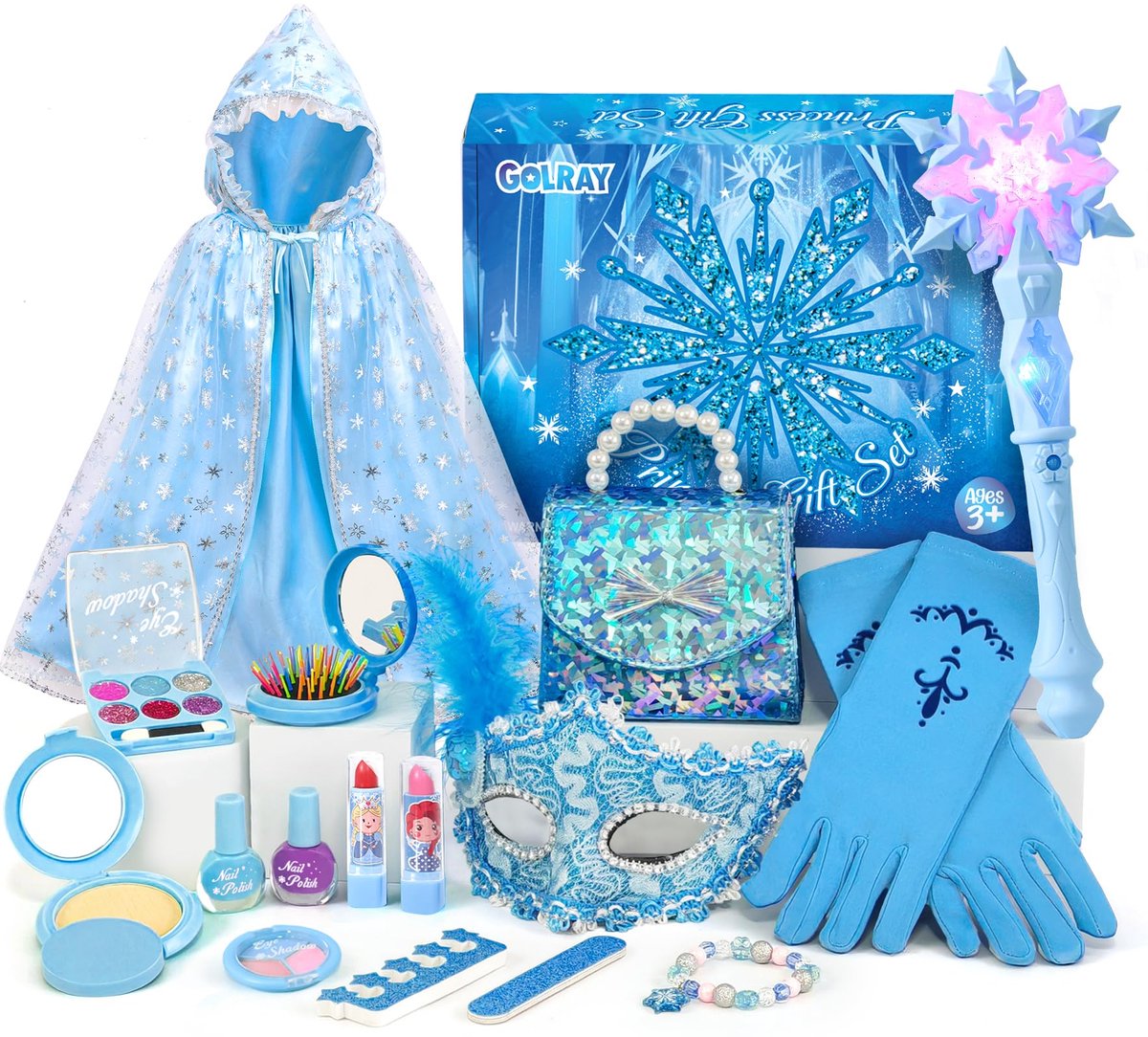 Dailygoods- Kinderschminkset Wasbaar - Prinsessen Speelgoed - Make-upset - Clutch-tas - Nagellak - Geschenkdoos - Prinsessenspeelgoed