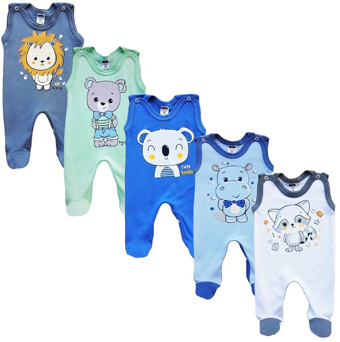 Dailygoods - Unisex Baby Romper 5-Pack - 100% Katoen met Cartoon Print