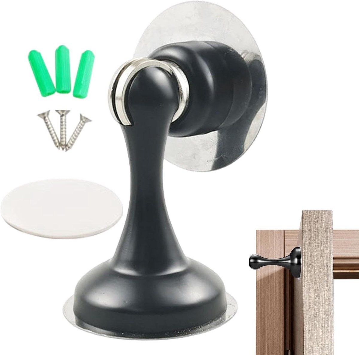 Magnetische Deurstops - Deurvanger Deurhouder - Deuren Open Houden - Geen Boren Nodig - 1 Stuks - Zwart