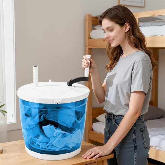 Mini Wasemachine - Handwasmachine Camping - Kleine Wasjes Draaien - Zonder Stroom Zwengelsysteem - 2 kg Capaciteit - Hemelsblauw — afbeelding 4