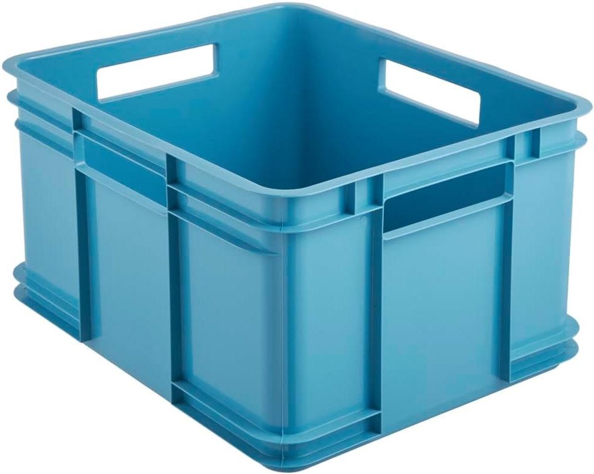 Transportbox met handgrepen - Opbergbox Eurobox - Opslag en transport - Gemaakt van gerecycled plastic - 28 L - Blauw