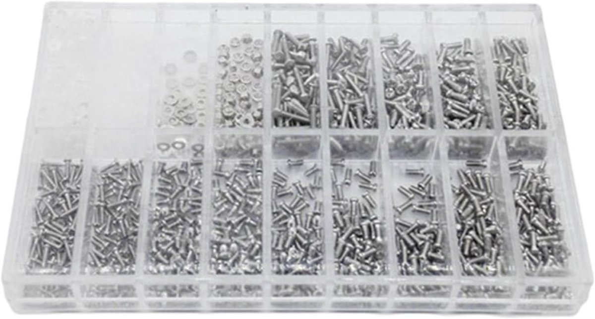 Reparatieset Brillen - Schroefjes Set - Kleine Reparatie - 13 Maten - 1000 stuks - Zilver