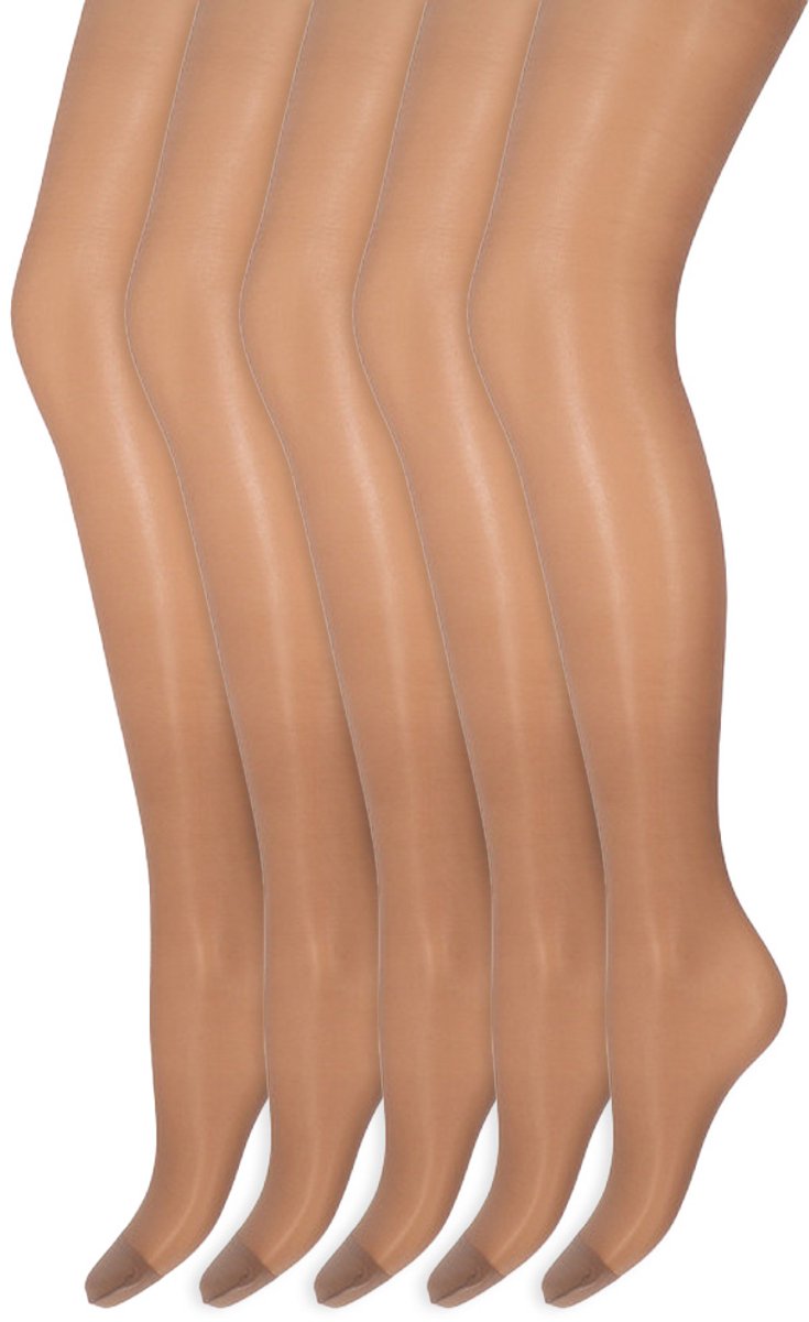 Zijdeglans Panty | Transparant Van Teen Tot Taille | 15 Denier | Merk: Marianne | Maat: S T/M Xxxl | Kleur: Muscat | 5 Paar