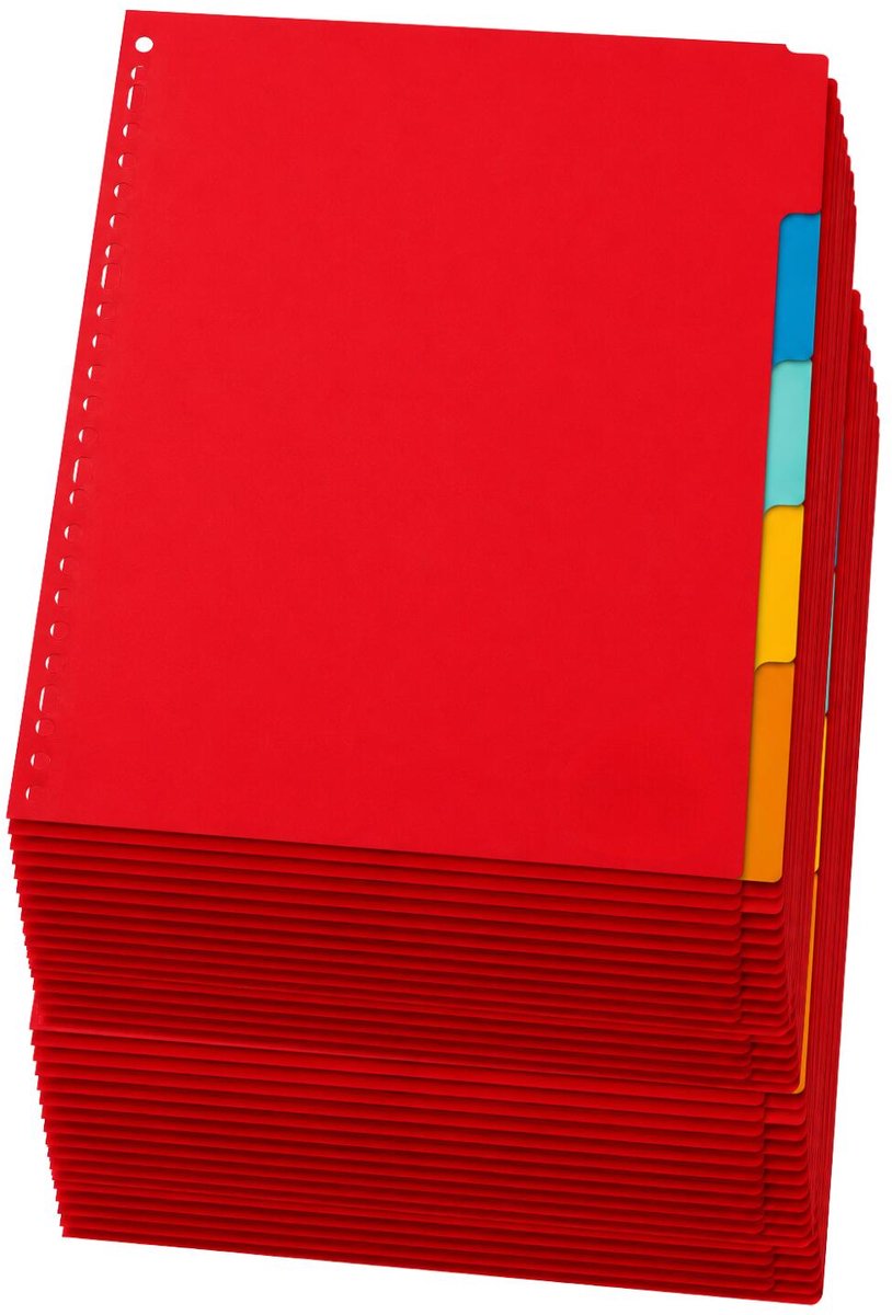 Stylex A4 tabbladen set - 40x stuks - gekleurd - 23 ringen - karton - ringmap tabs
