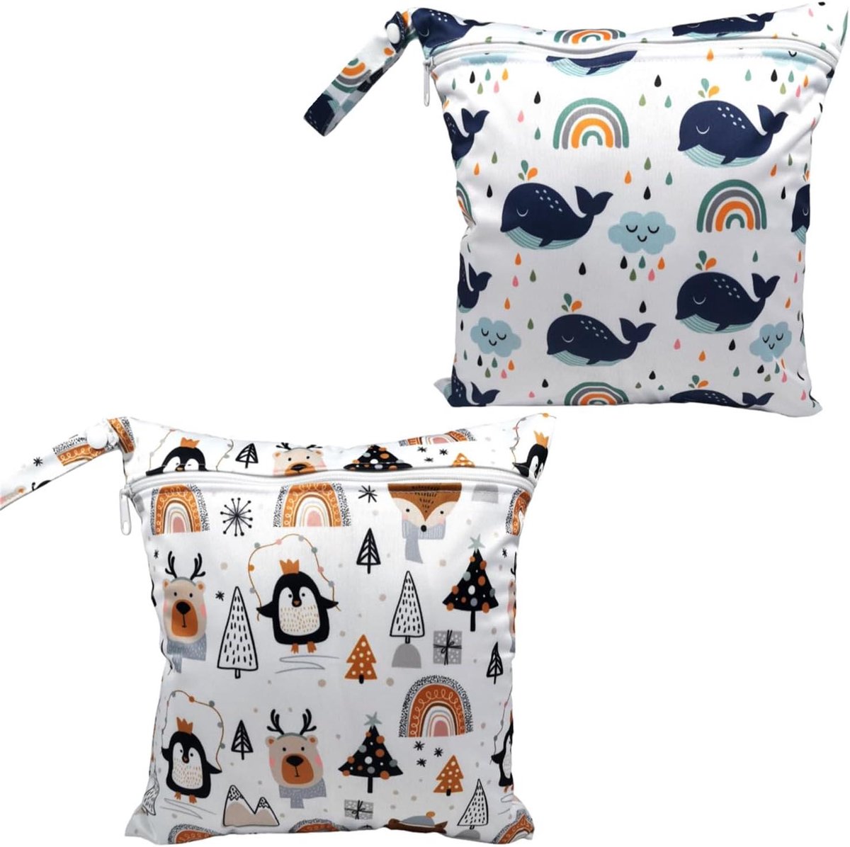 Natte Tas - Opbergtas - Baby Spullen - Waterdicht Materiaal - 30 x 28 cm - Blauw Oranje