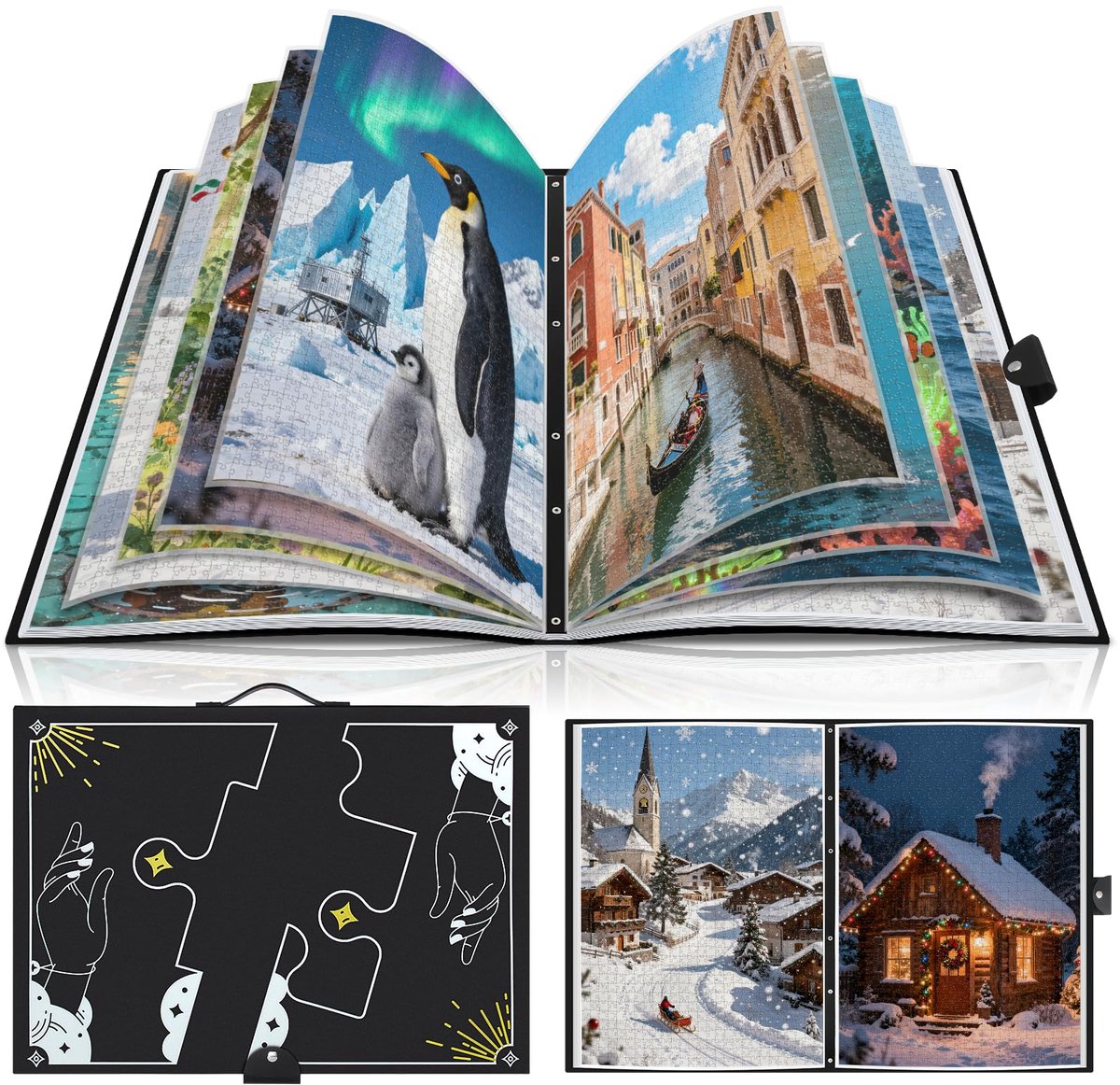 SnelShoppen - MewVeer Puzzelmap 1000 Stukjes - Puzzelopbergmap met 26 Vakken - Stofdichte Puzzelorganizer voor Puzzel Liefhebbers - Ideaal voor Thuis