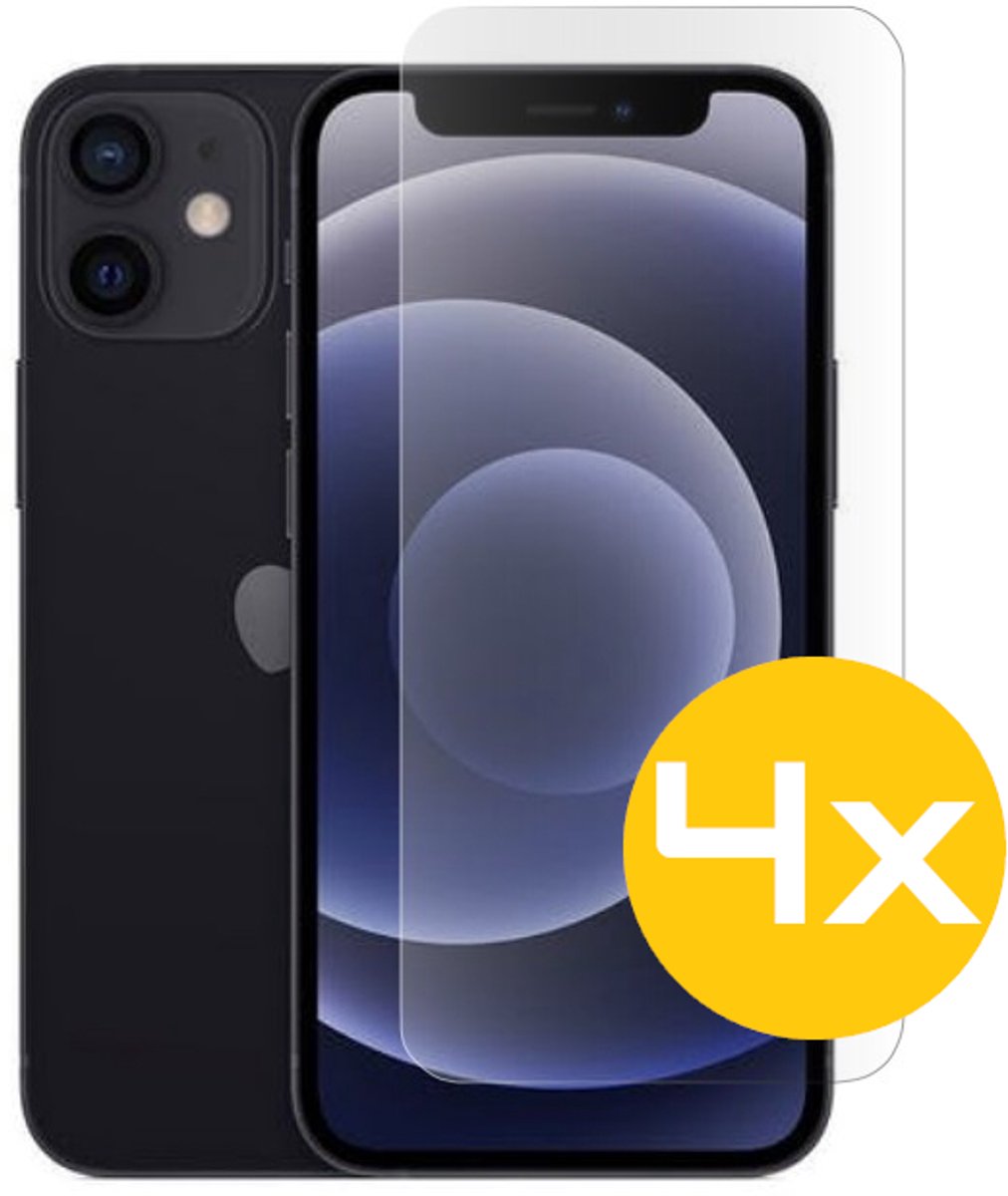 Screenprotector Geschikt Voor iPhone 12 Mini - Glasplaat - Tempered Glass - 4 Stuks