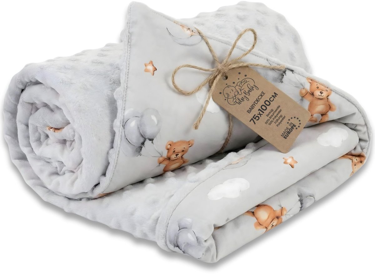 SnelShoppen - Babydeken Knuffeldeken All-season 100x75 cm Minky - Dubbelzijdig Fleece Katoen Warm Zacht Donzig voor Kinderen en Newborn - Wiegdeken Ki