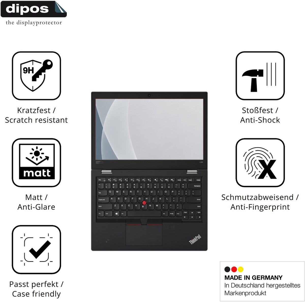 dipos – 2x Matte Pantserfolie geschikt voor Lenovo Thinkpad L380 Yoga | 9H Screenprotector