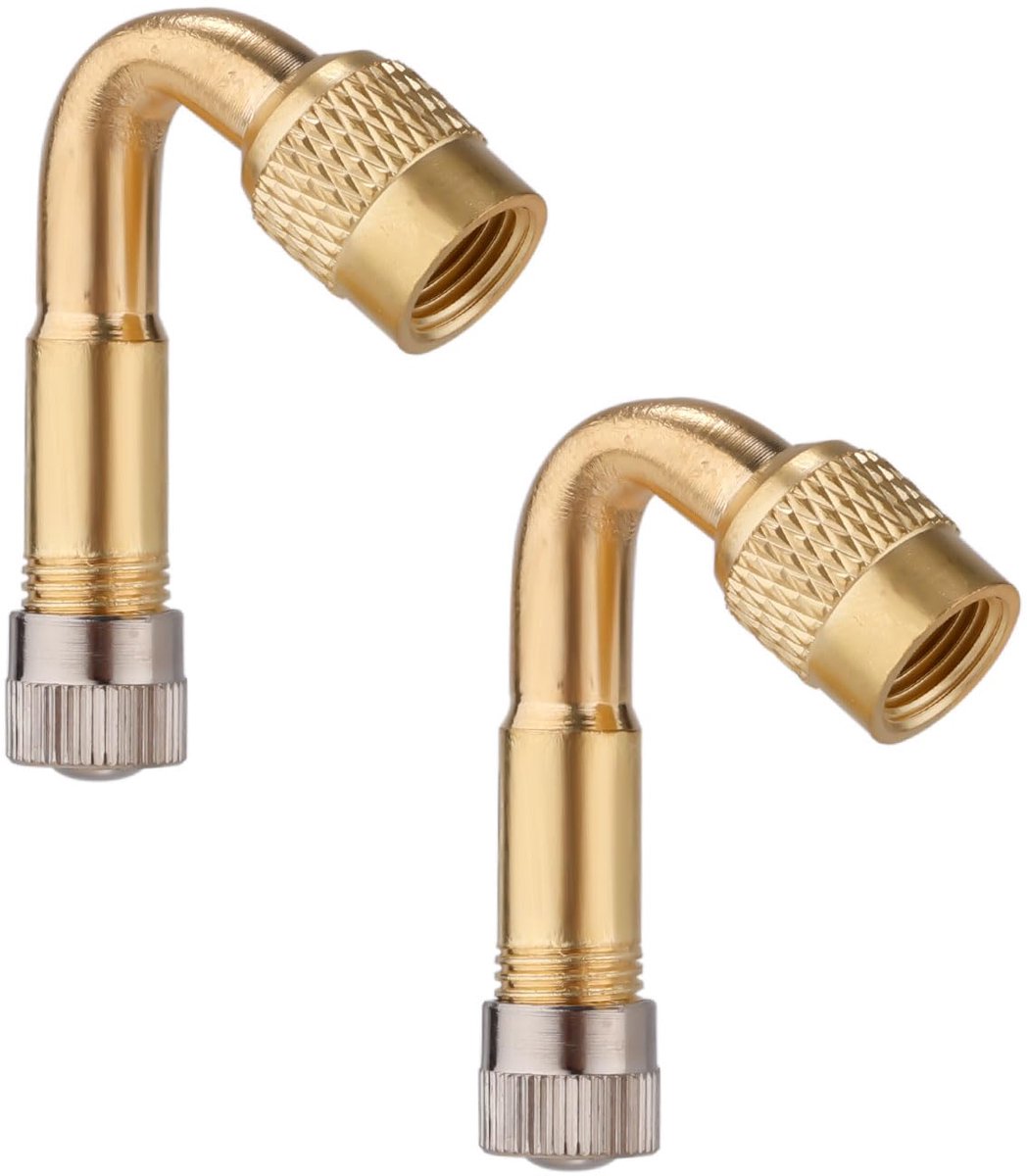 Dailygoods - 2 Stuks Bandenventielverlenging - 45 Graden - Messing