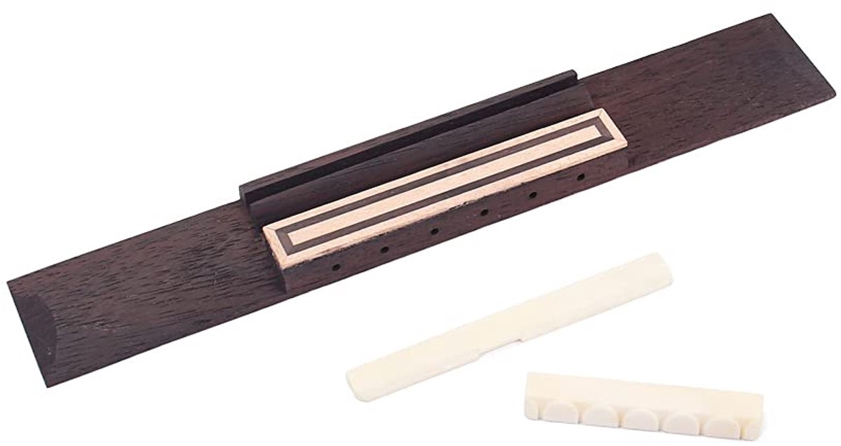 Dailygoods - Gitaarbrug Set - Vervangende Bot en Palissander voor 6 Snaren