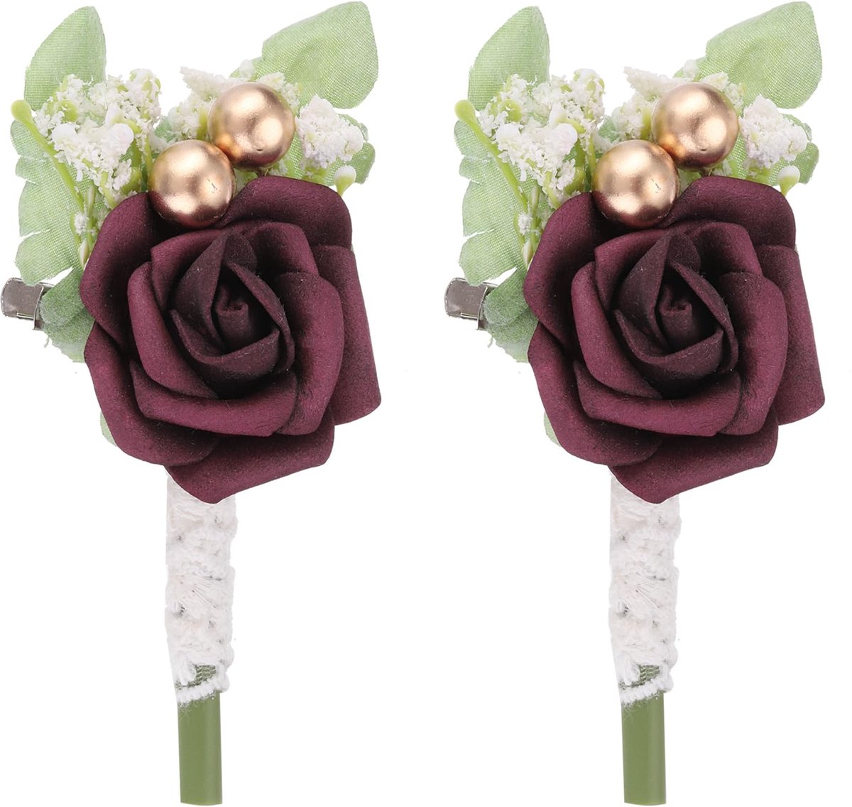 Dailygoods - 2 Stuks Rozen Boutonnières voor Bruidegom en Gasten