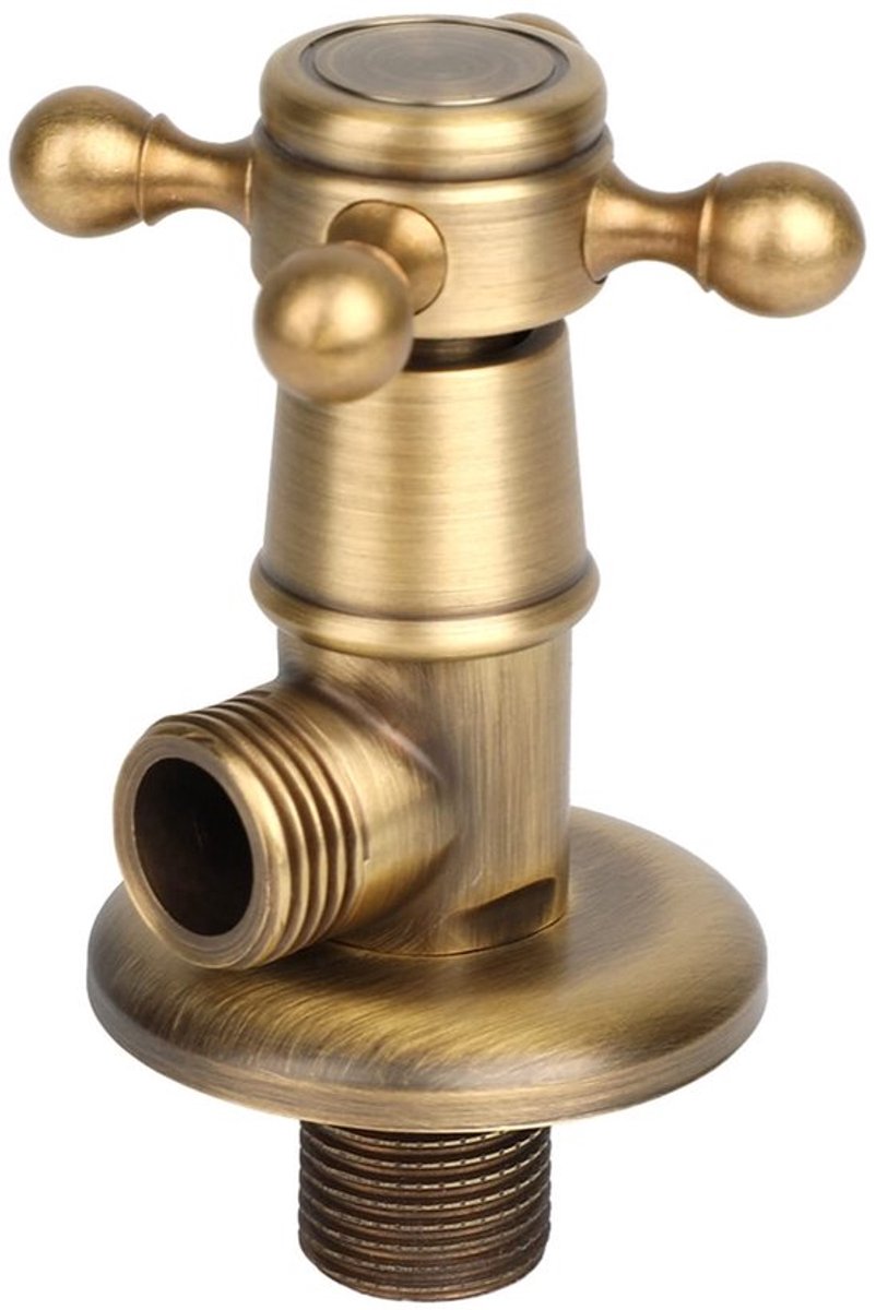 Hoekafsluiter - Antieke Klep - Duurzaam Messing - Driehoeksventiel - Perfect voor Badkamer - 10 x 6 x 3 cm