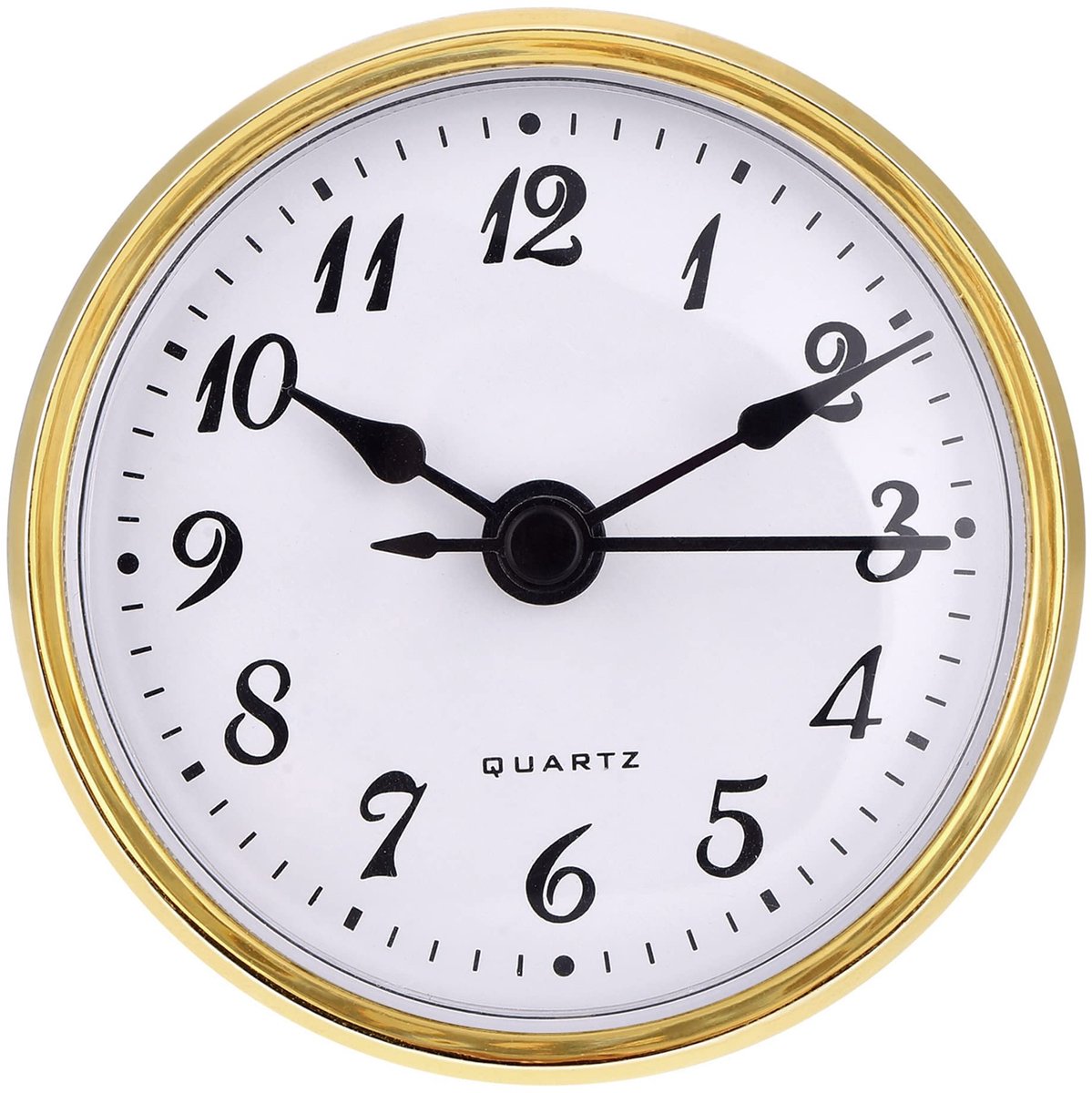 Dailygoods - 2,8 inch Quartz Klok Insert - Gouden Bekleding met Arabische Cijfers