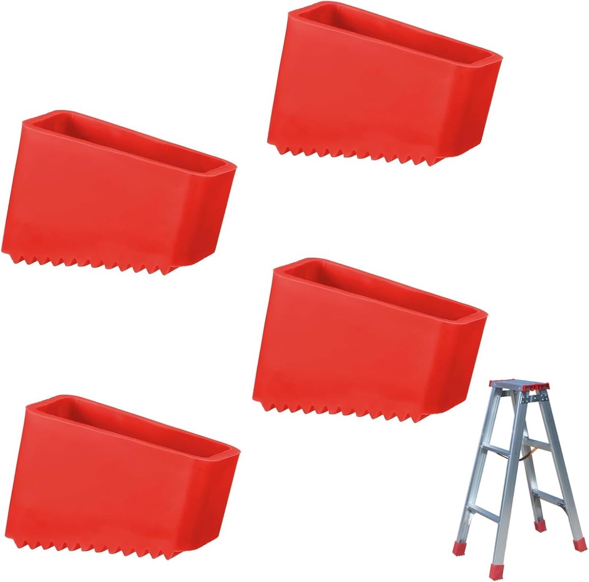 Dailygoods - Set van 4 Antislip Rubber Laddervoetjes - Voor Veilig Gebruik