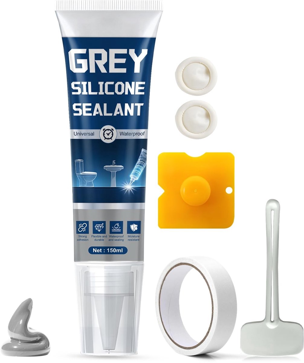 Dailygoods- Sanitaire Siliconen Premium - Waterdicht Afdichtmiddel - Voor Badkamer/Douche/Keuken - Inhoud 150 ml - Uithardingstijd 30 minuten - Hittebestendig tot 200 °C