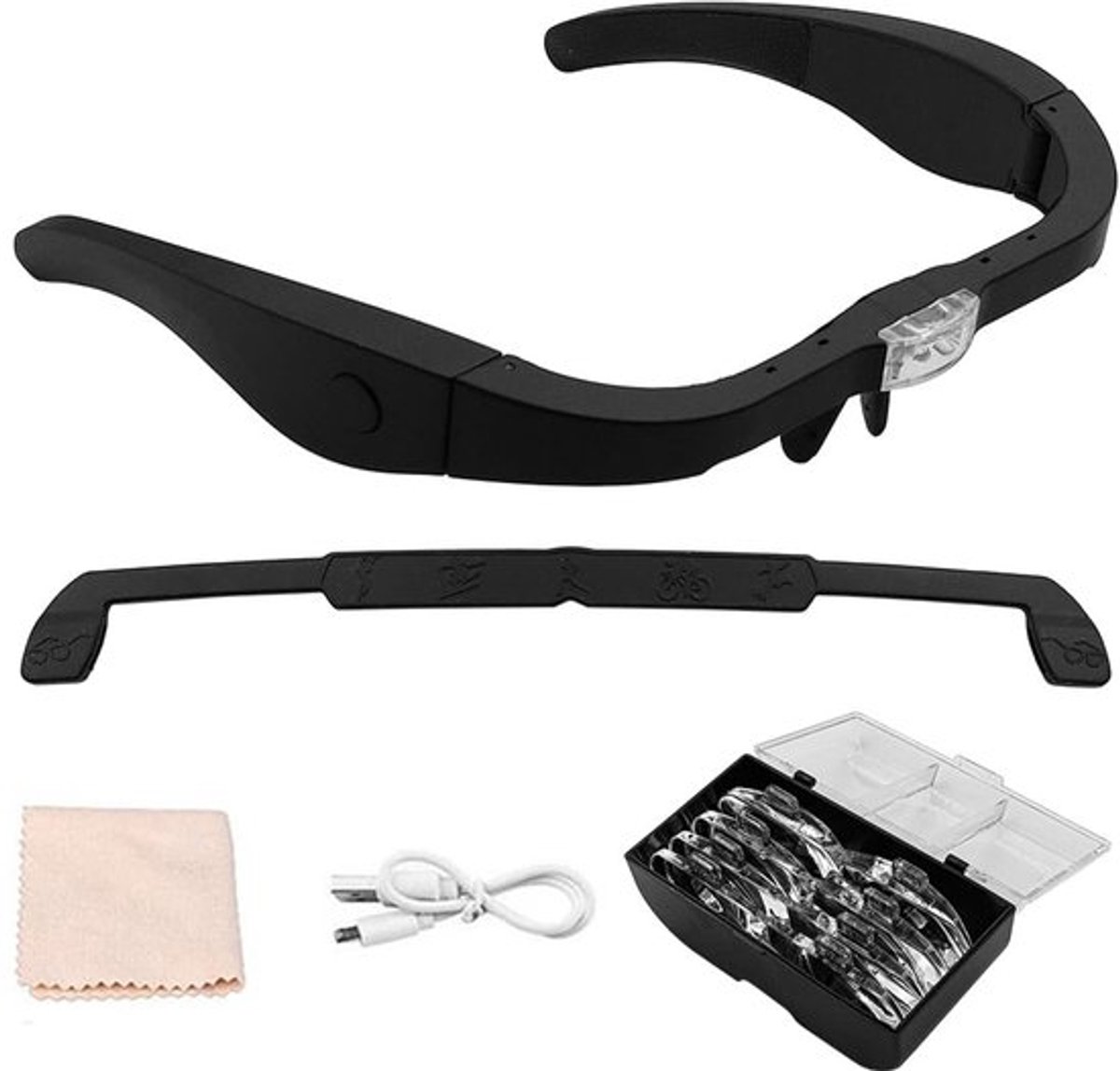 - Hoofdmagnifier met LED Lichten - Vergroot tot 5X - Verstelbare Lensen - Handig voor Hobbyisten - Ideaal voor Nauwkeurig Werk - Perfect vo...