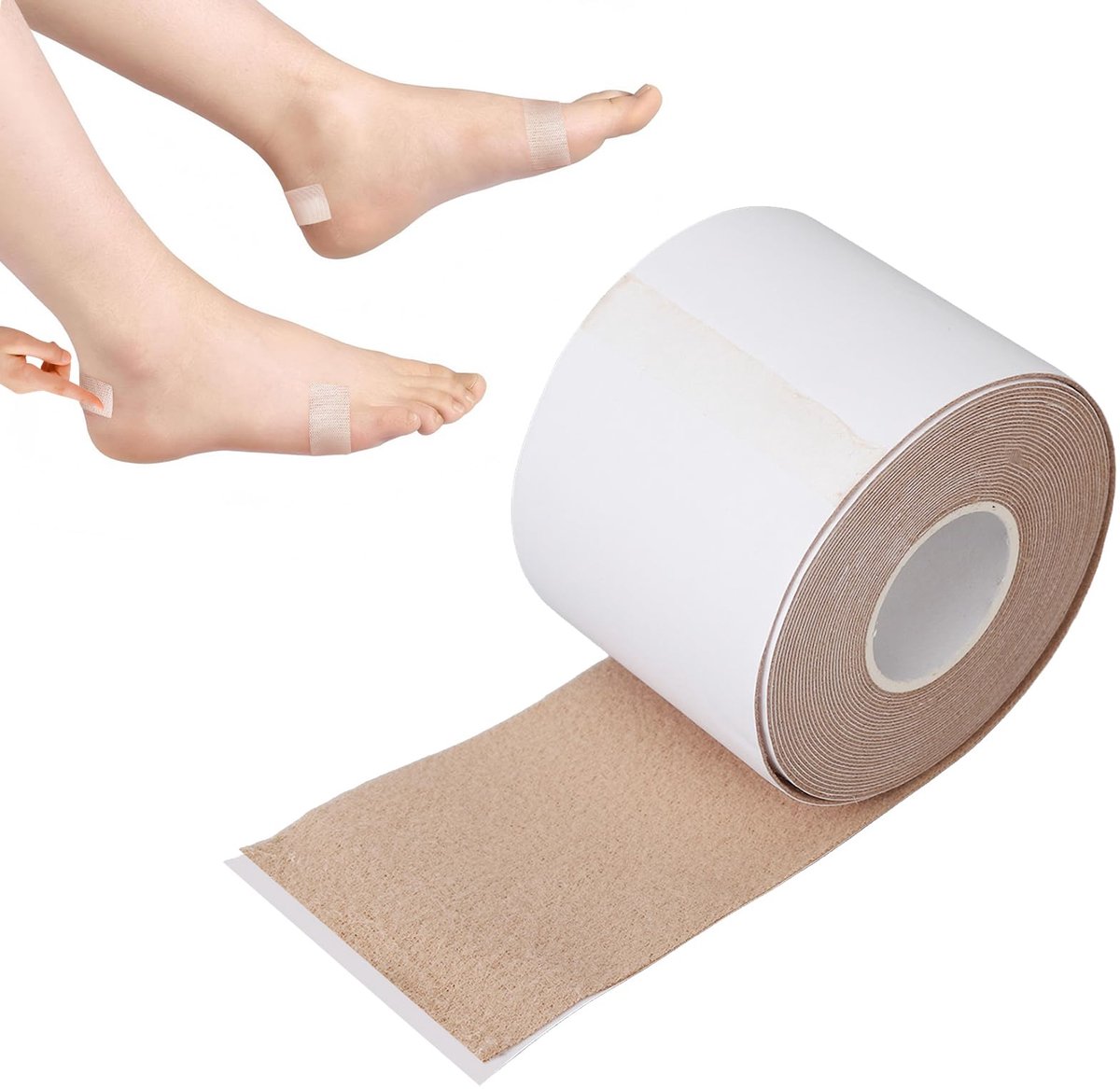Dailygoods- Blisterpreventie Tape Duurzaam - Zelfklevende Moleskin Rol - Huidbescherming voor Voeten - Blaren/Eelt/Likdoorns - 4,5 Meter - Comfortabele Pasvorm - Blarenband