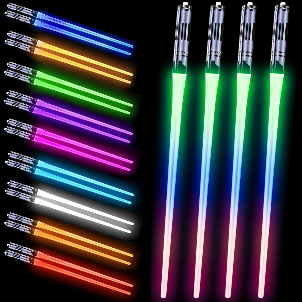 Dailygoods - Luminous Lightsaber Chopsticks - LED Eetstokjes met 9 Kleuren