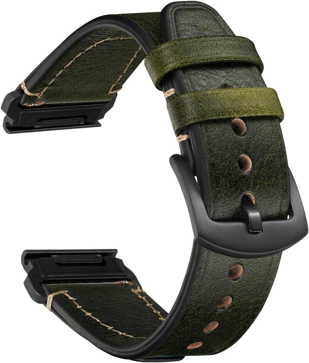 Dailygoods - Quickfit Leren Horlogeband 26 mm - Voor Garmin Fenix en Tactix - Zacht en Comfortabel