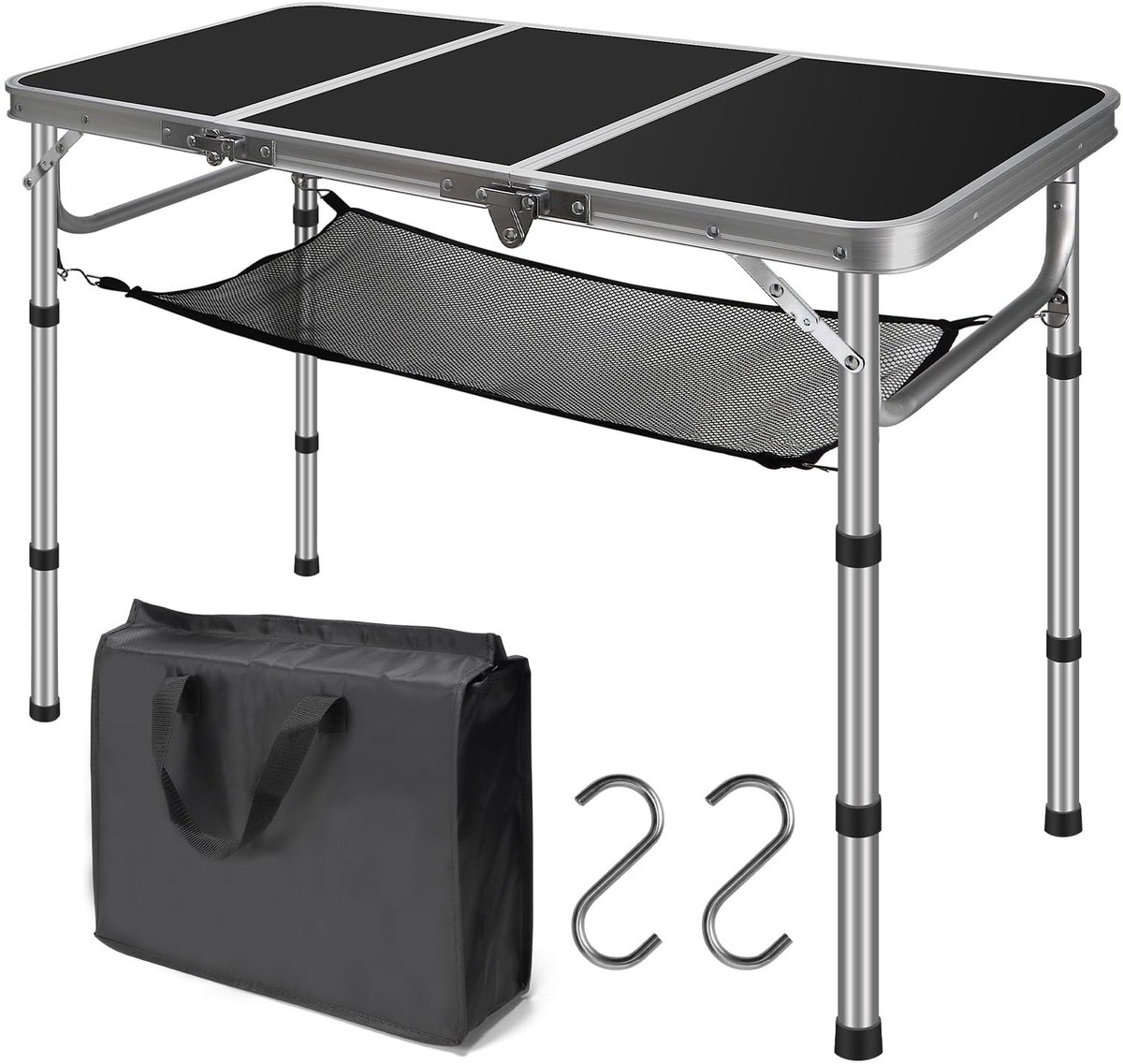 Dailygoods - Draagbare Inklapbare Campingtafel - Hoogteverstelbaar en Met Net (90 x 40 cm)