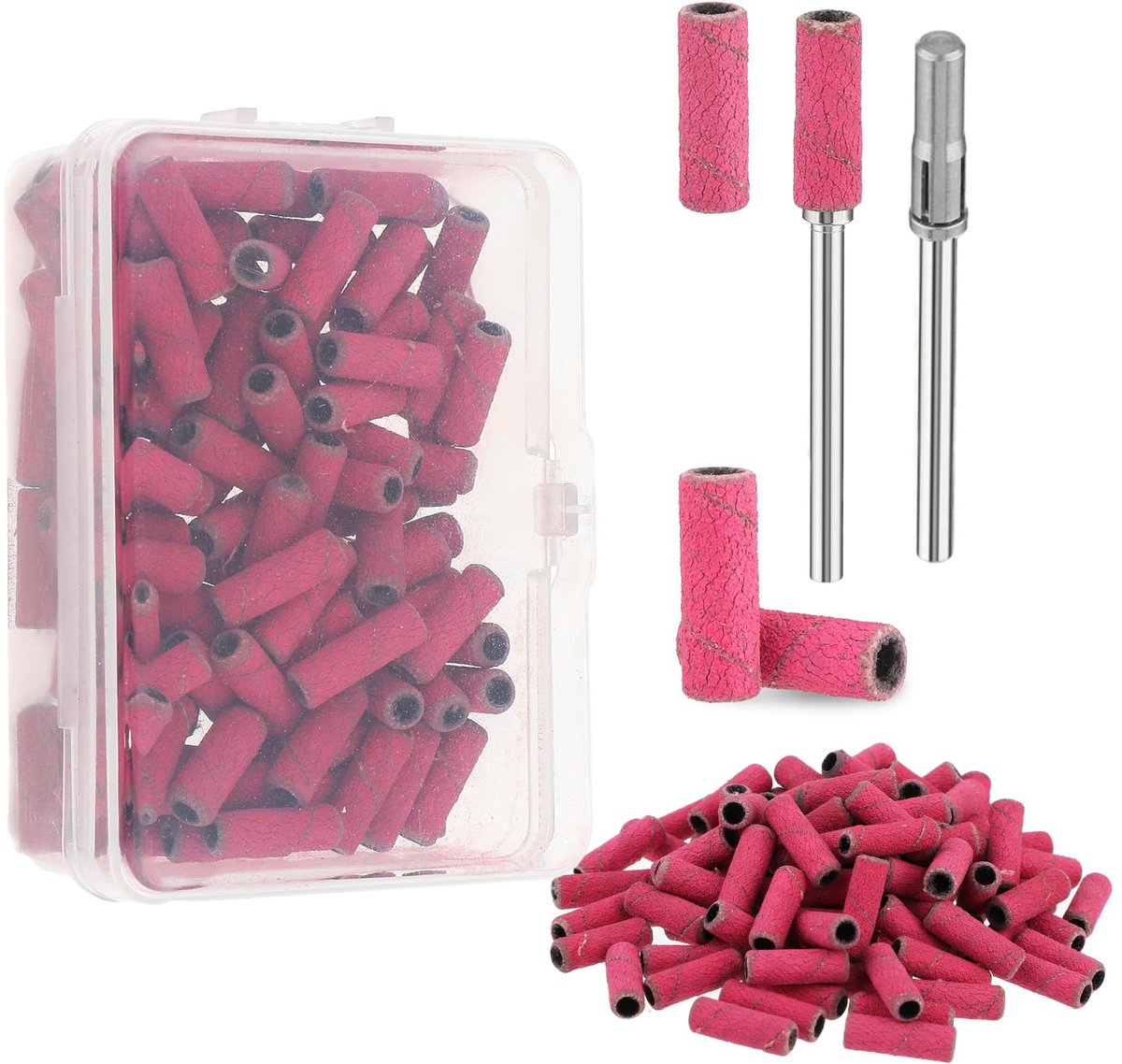 Dailygoods - 100 Stuks Mini Schuurbanden voor Nagelboor, 180# Fijn Schuurmateriaal voor Manicure en Pedicure