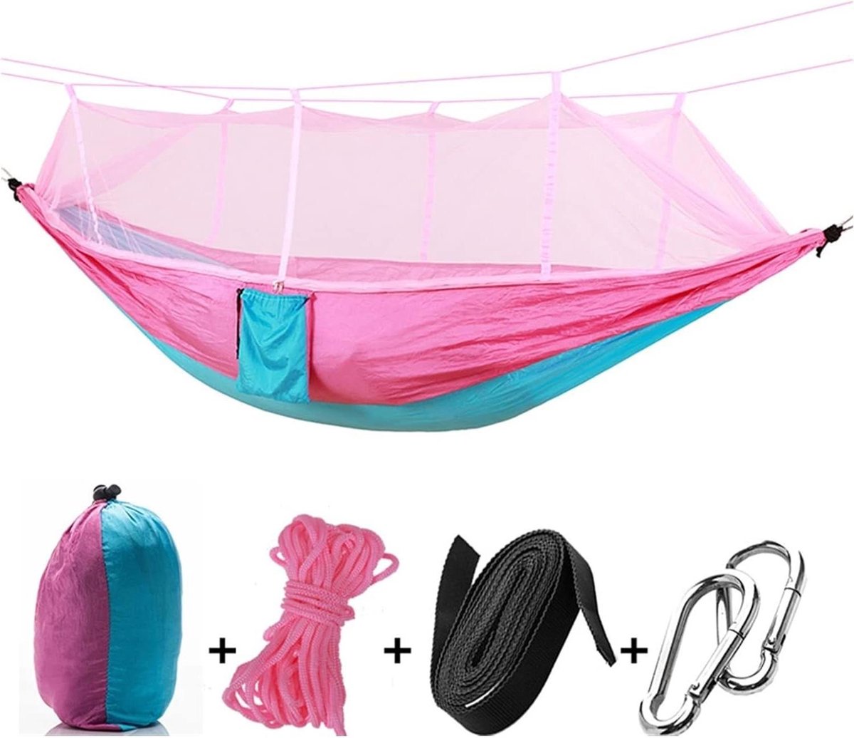 Dubbele Nylon Hangmat - Kampeerhangmat Luchttent - Buiten Ontspannen - Lichtgewicht Draagbaar - 260 x 140 cm - Blauw